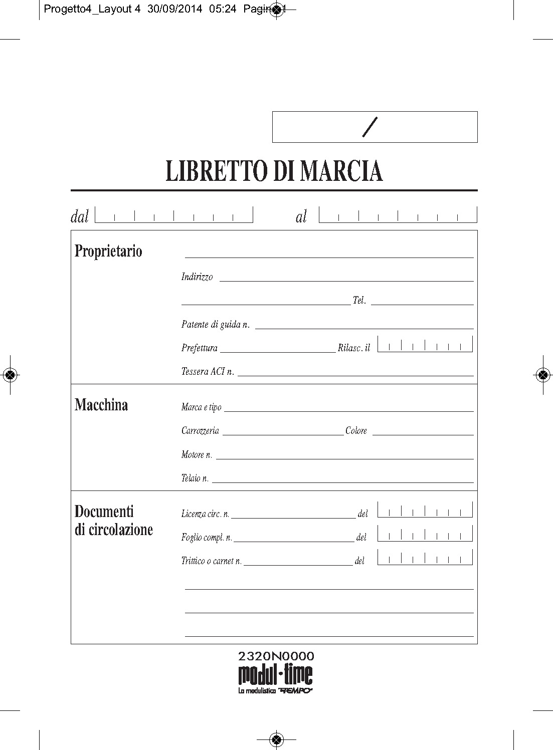 LIBRETTO DI MARCIA AUTOVEICOLI