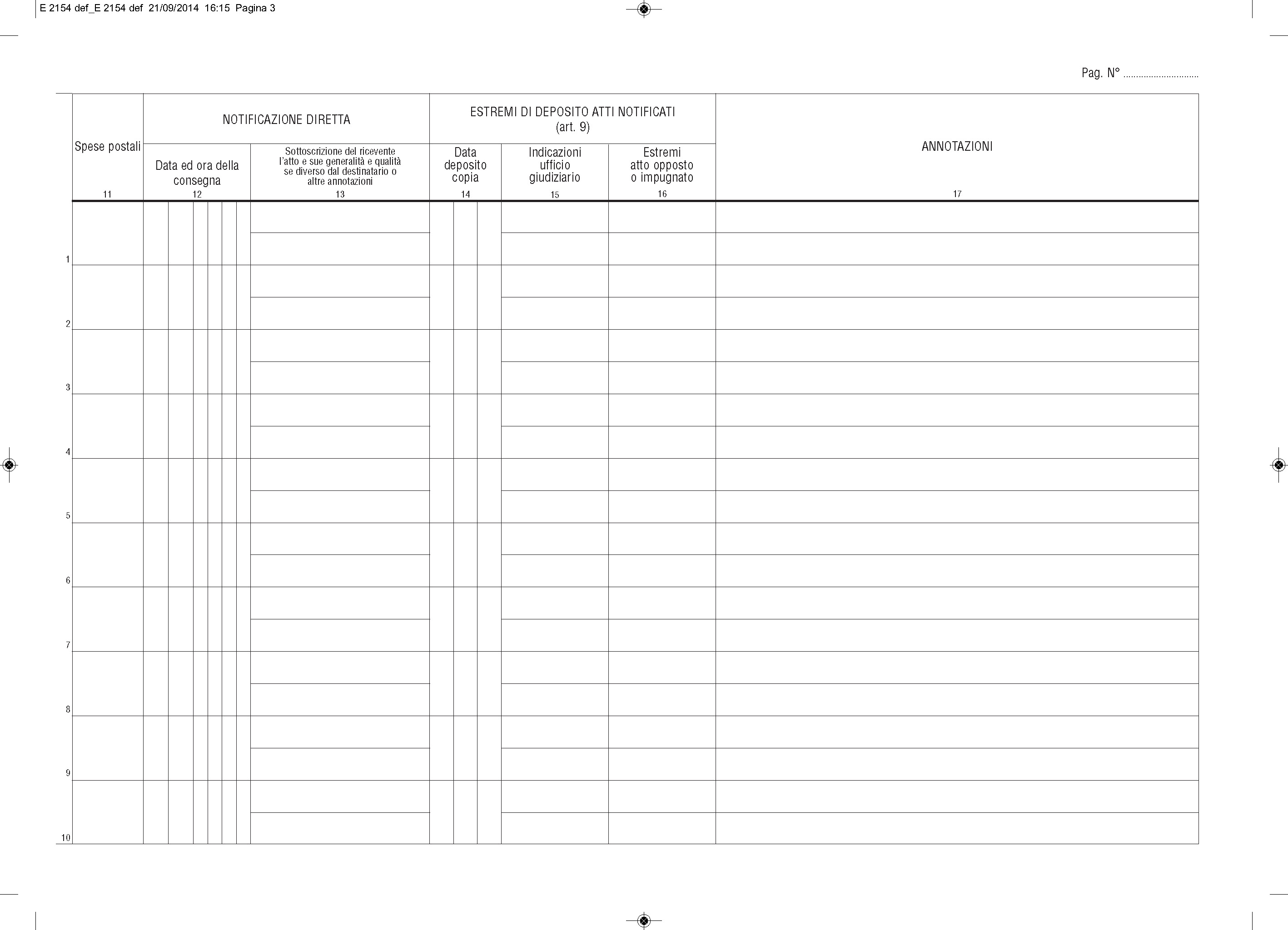 REGISTRO CRONOLOGICO ATTI DI NOTIFICAZIONE