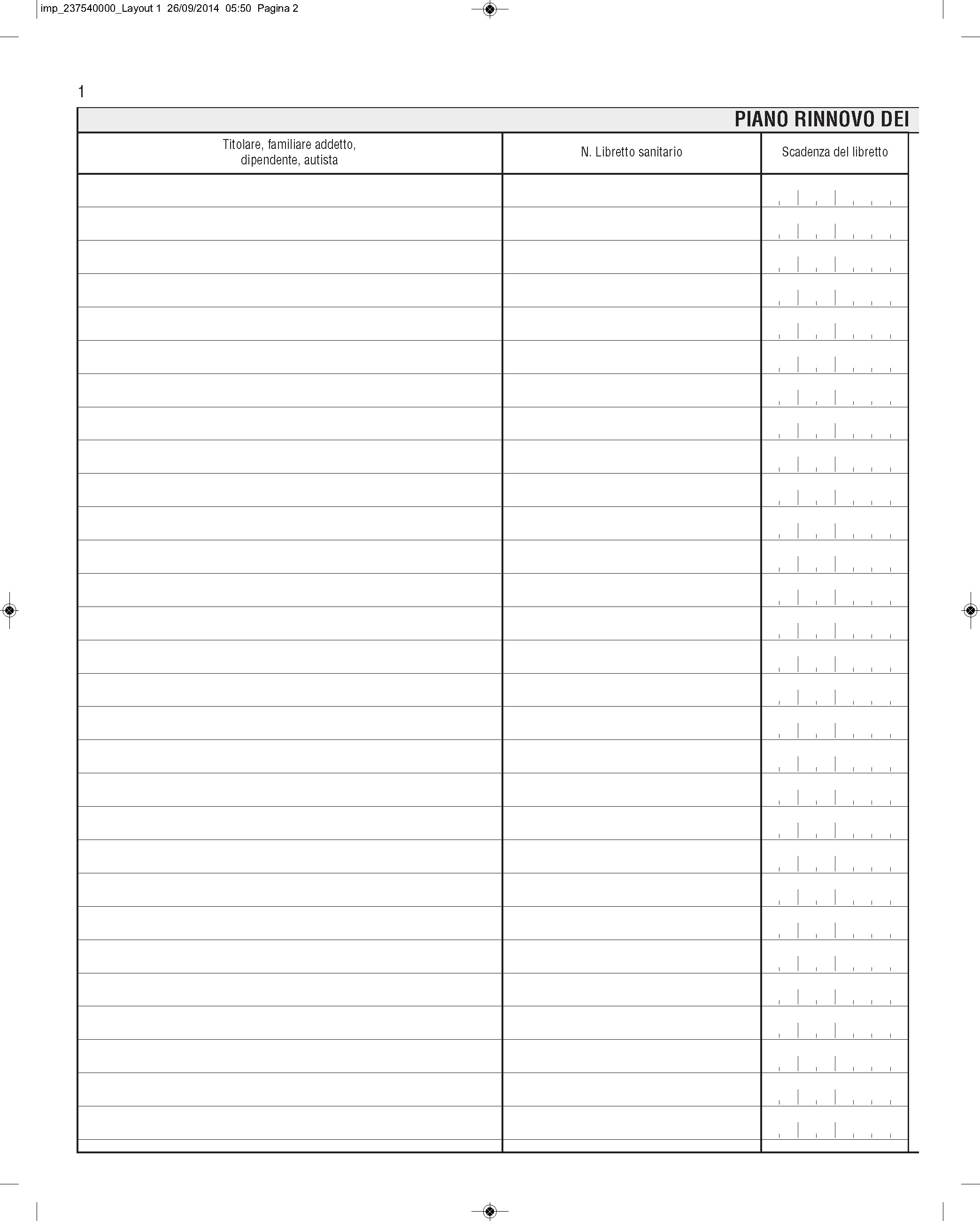 HACCP - REGISTRO AUTOCONTROLLO ALIMENTARE