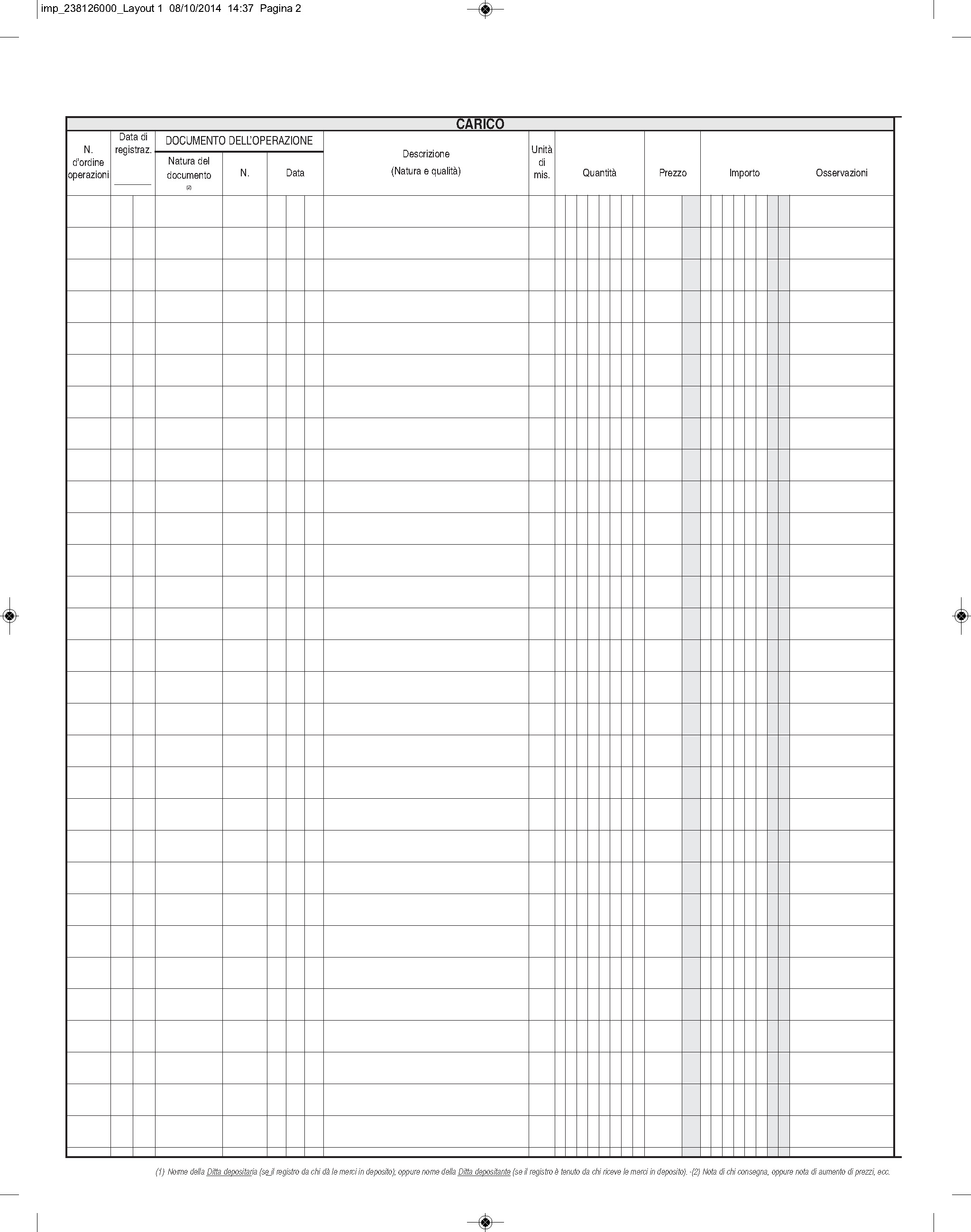 REGISTRO MERCE IN DEPOSITO