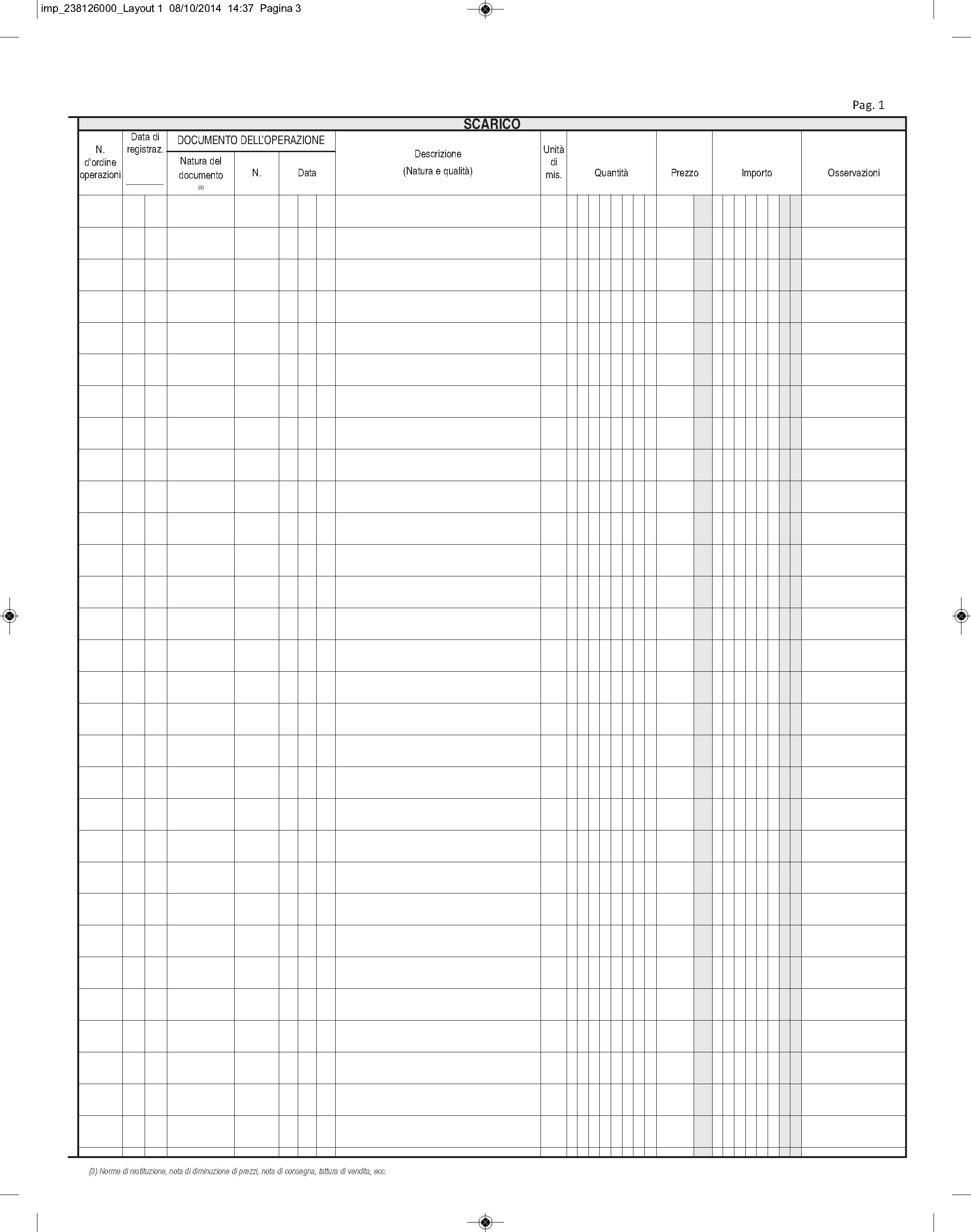 REGISTRO MERCE IN DEPOSITO