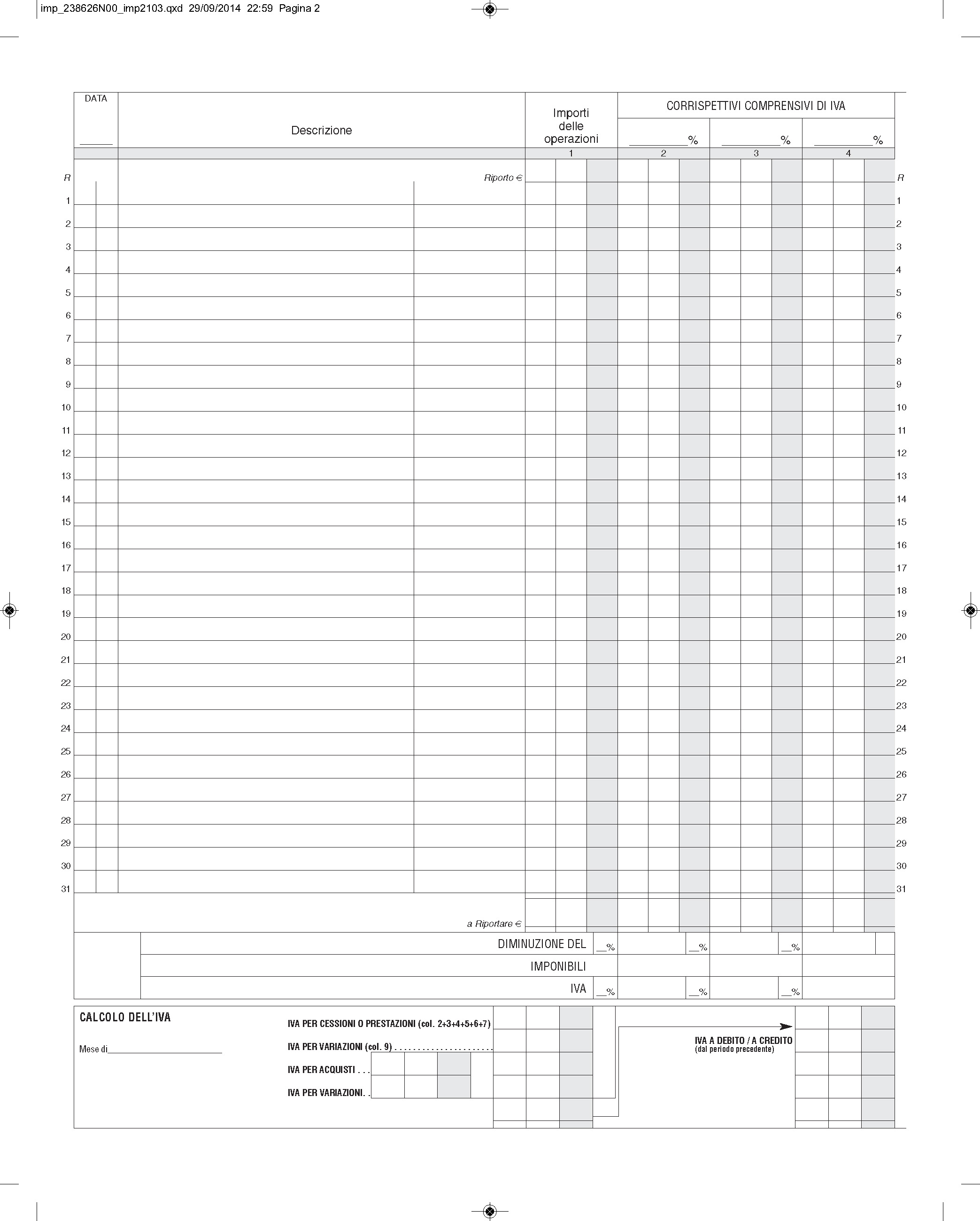 REGISTRO IVA CORRISPETTIVI