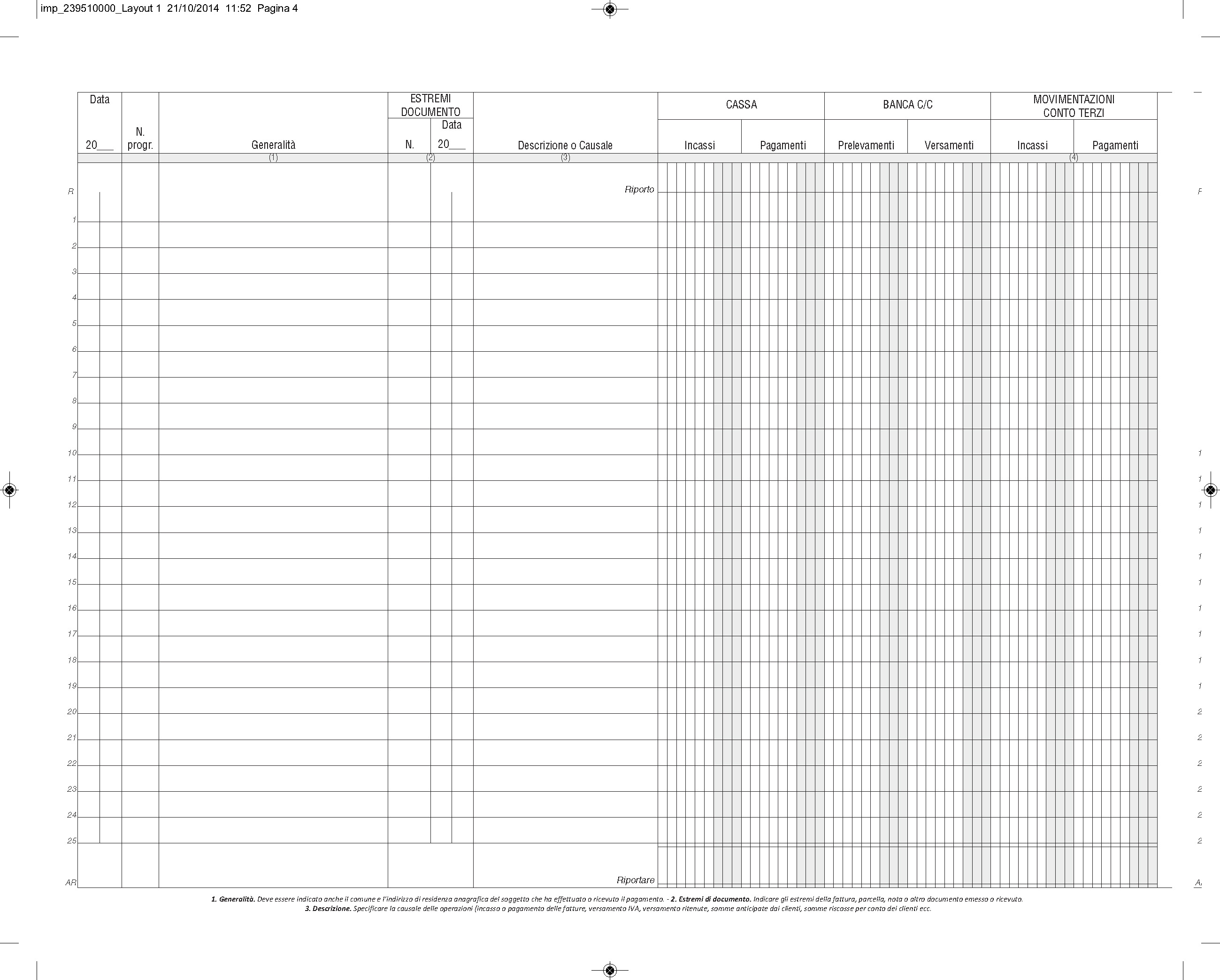 REGISTRO CRONOLOGICO MOVIMENTI FINANZIARI