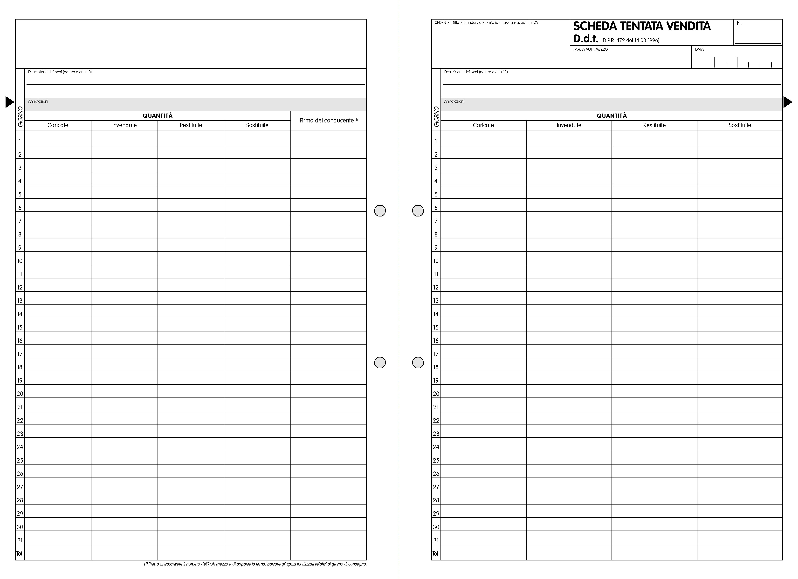 TENTATA VENDITA - DDT DOCUMENTO DI TRASPORTO