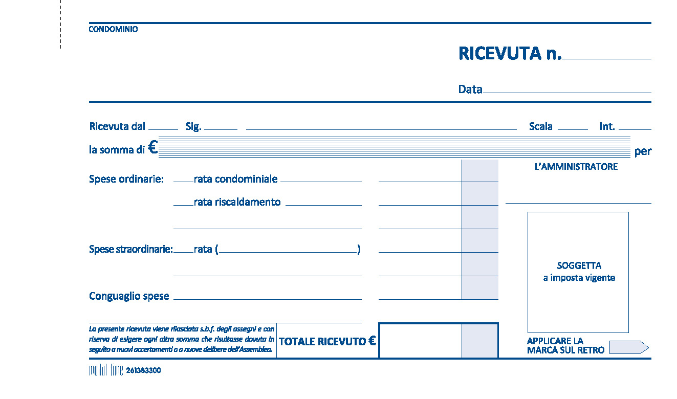 RICEVUTA DI CONDOMINIO CON AVVISO