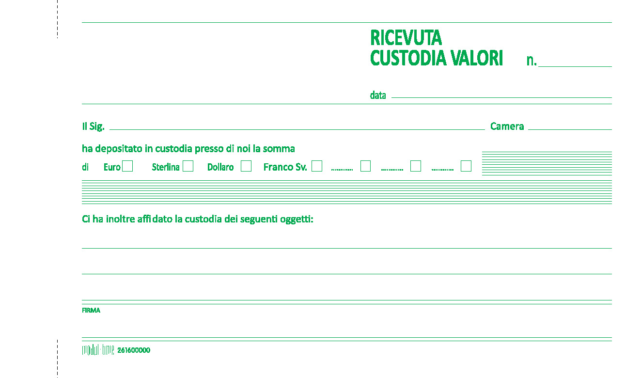 CUSTODIA VALORI - RICEVUTA