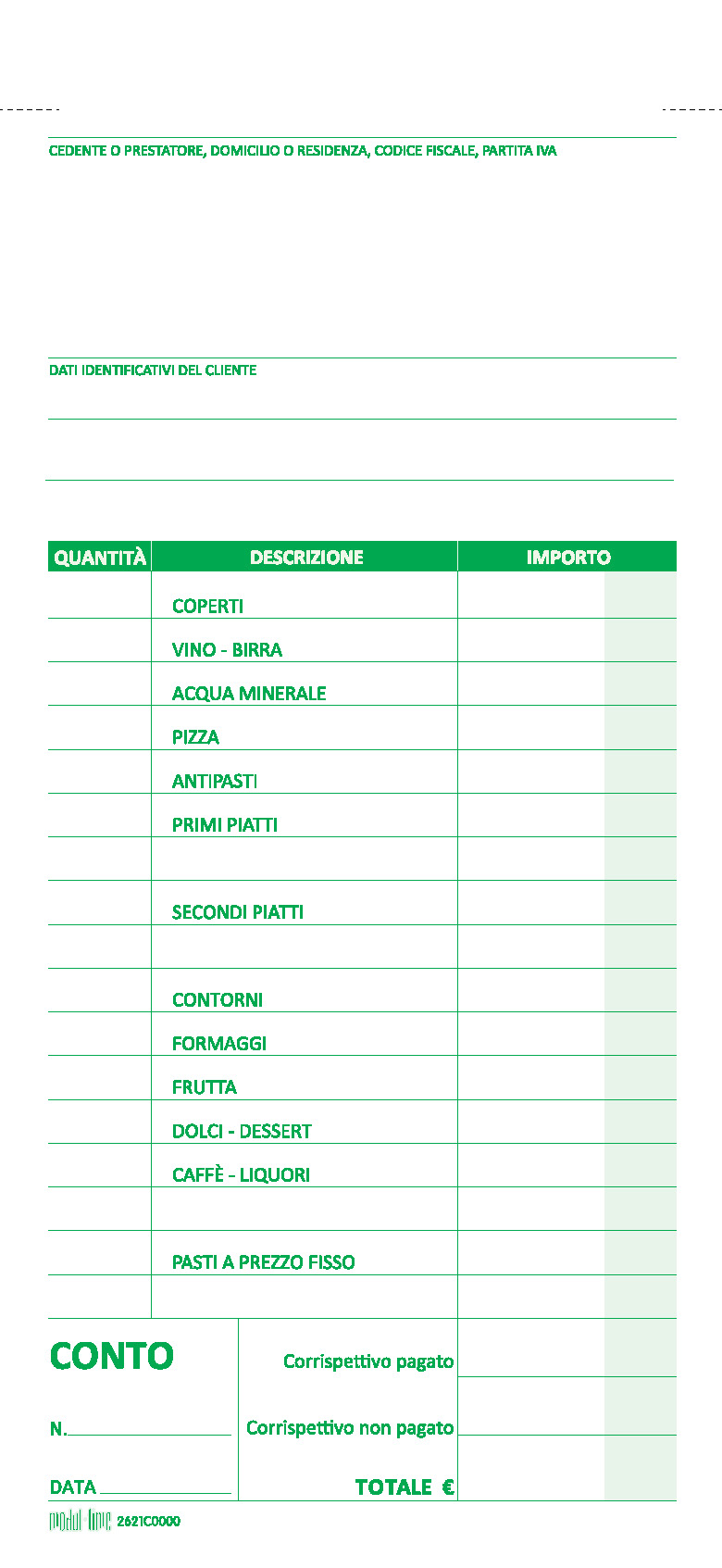 RISTORANTE - DETTAGLIO CONTO