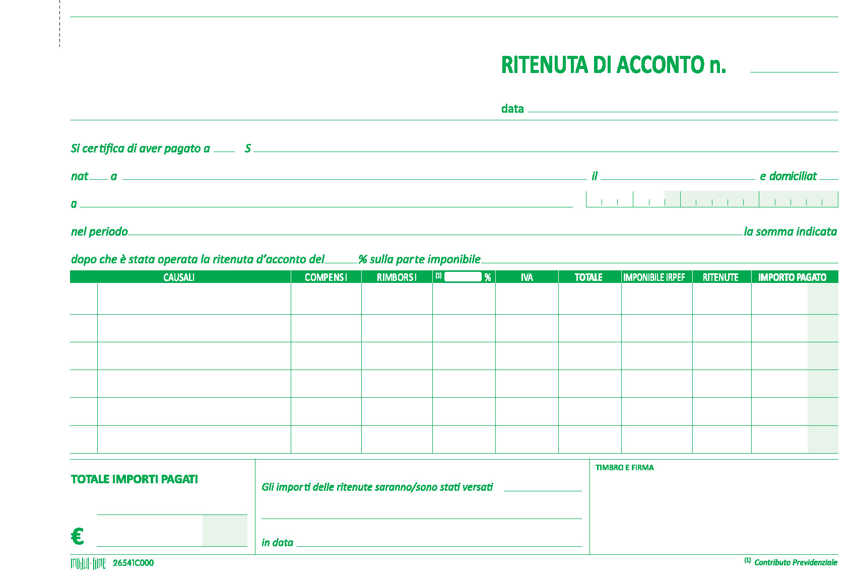 RITENUTE D'ACCONTO