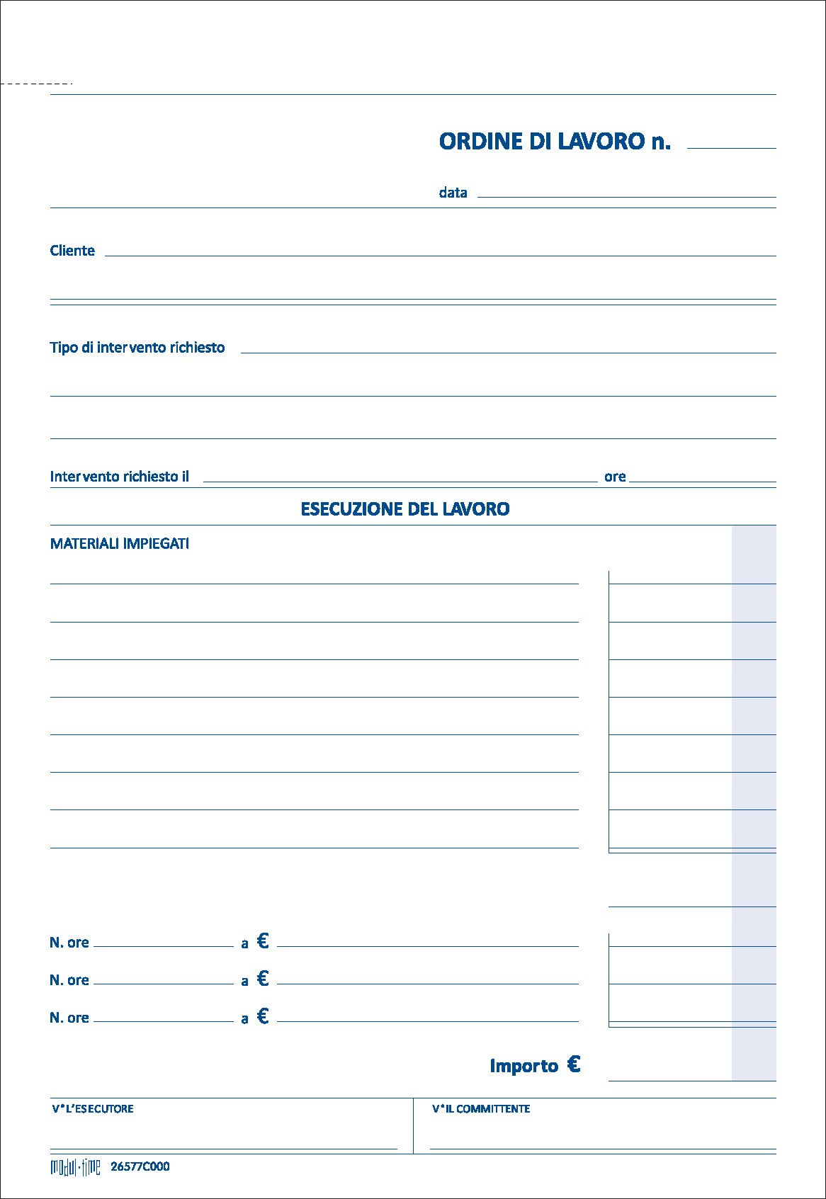 INTERVENTI A DOMICILIO - ORDINE DI LAVORO