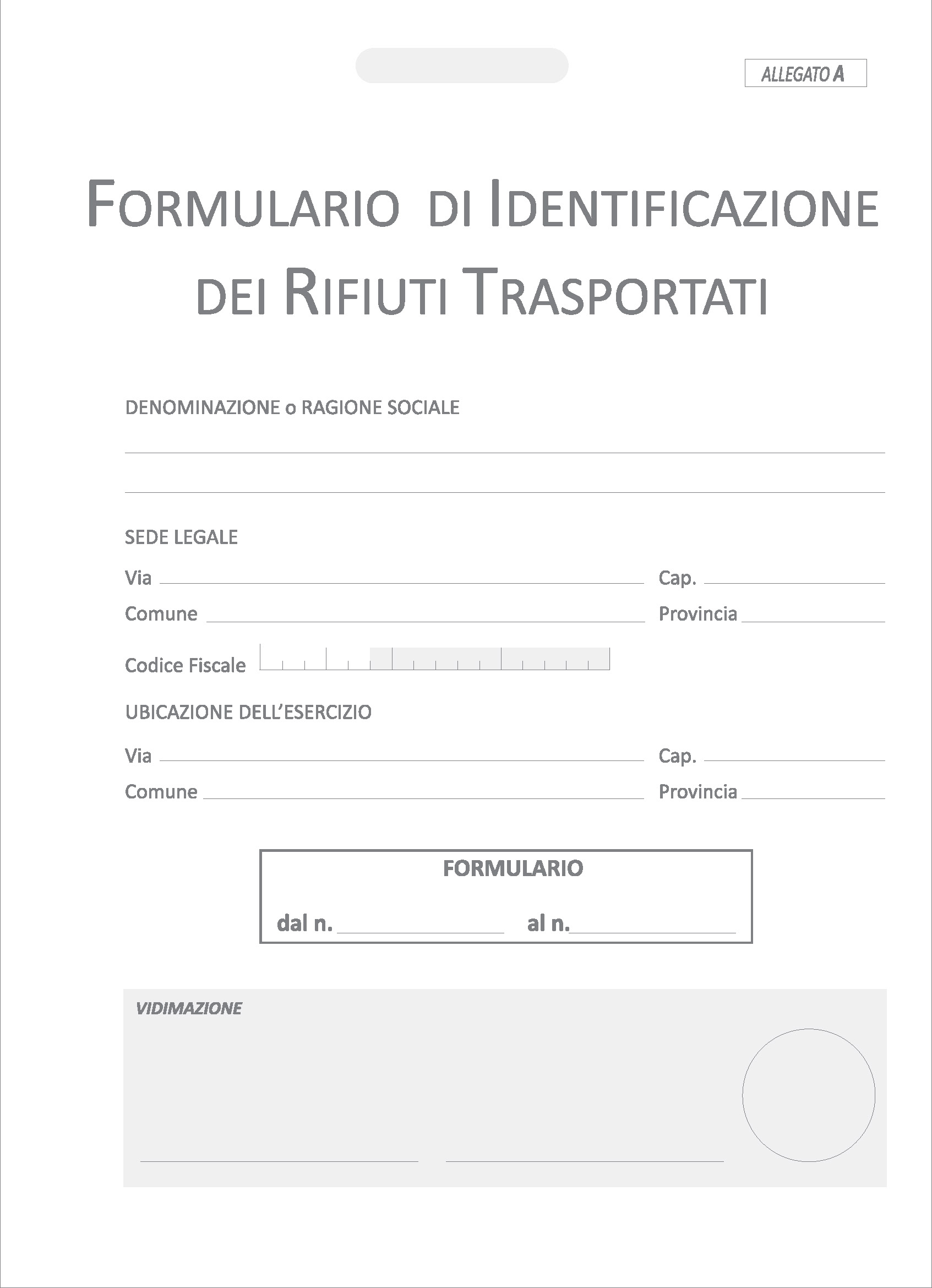 RIFIUTI - FORMULARIO IDENTIFICAZIONE
