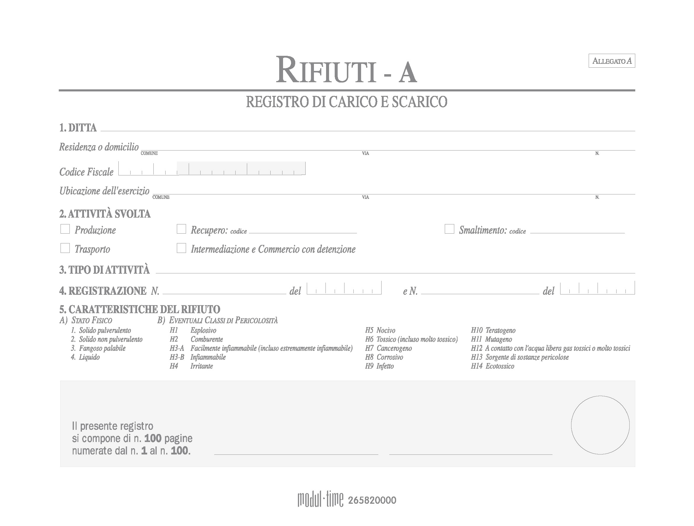 RIFIUTI - CARICO-SCARICO DETENTORI (MODELLO A)