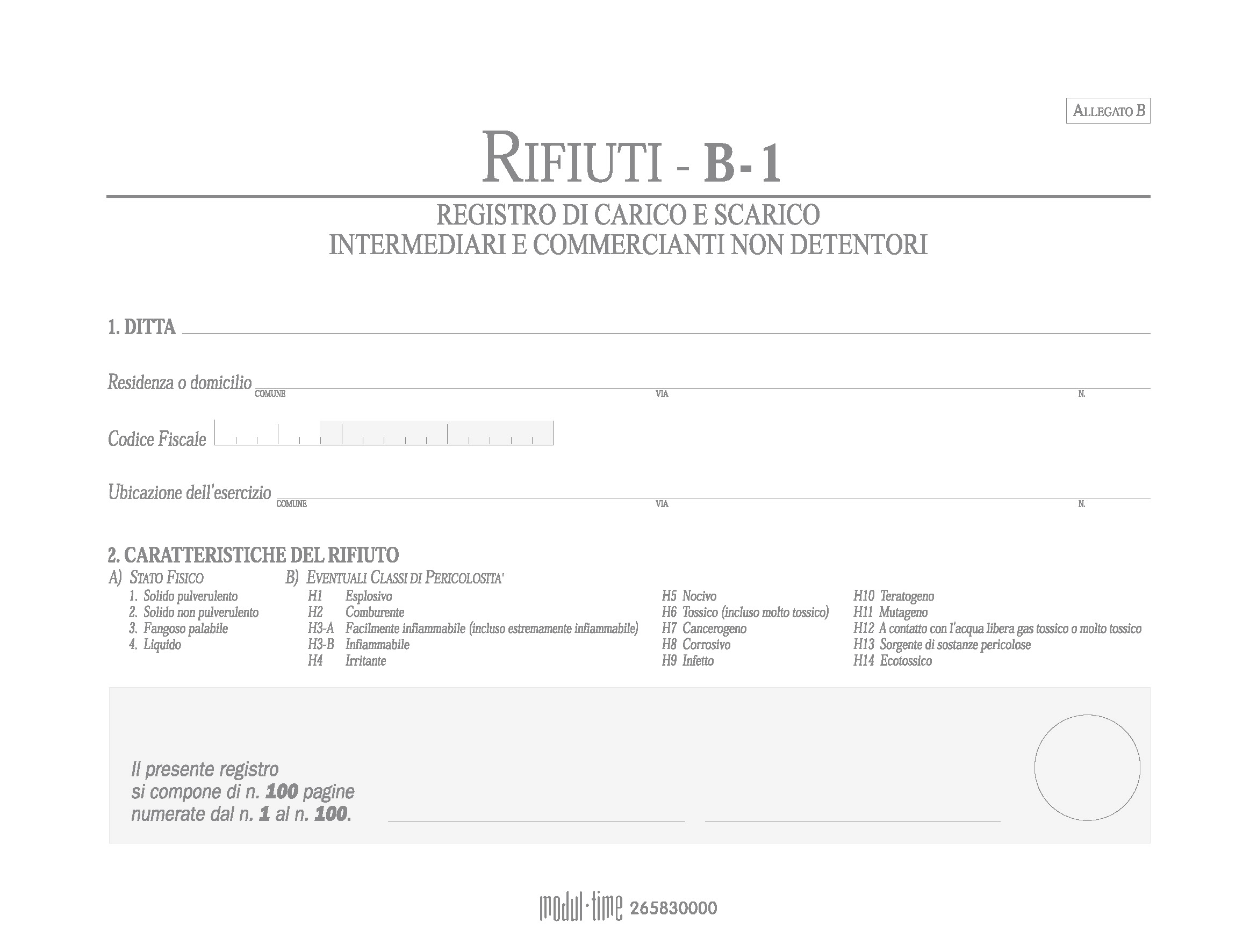 RIFIUTI - CARICO-SCARICO NON DETENTORI (MODELLO  B)