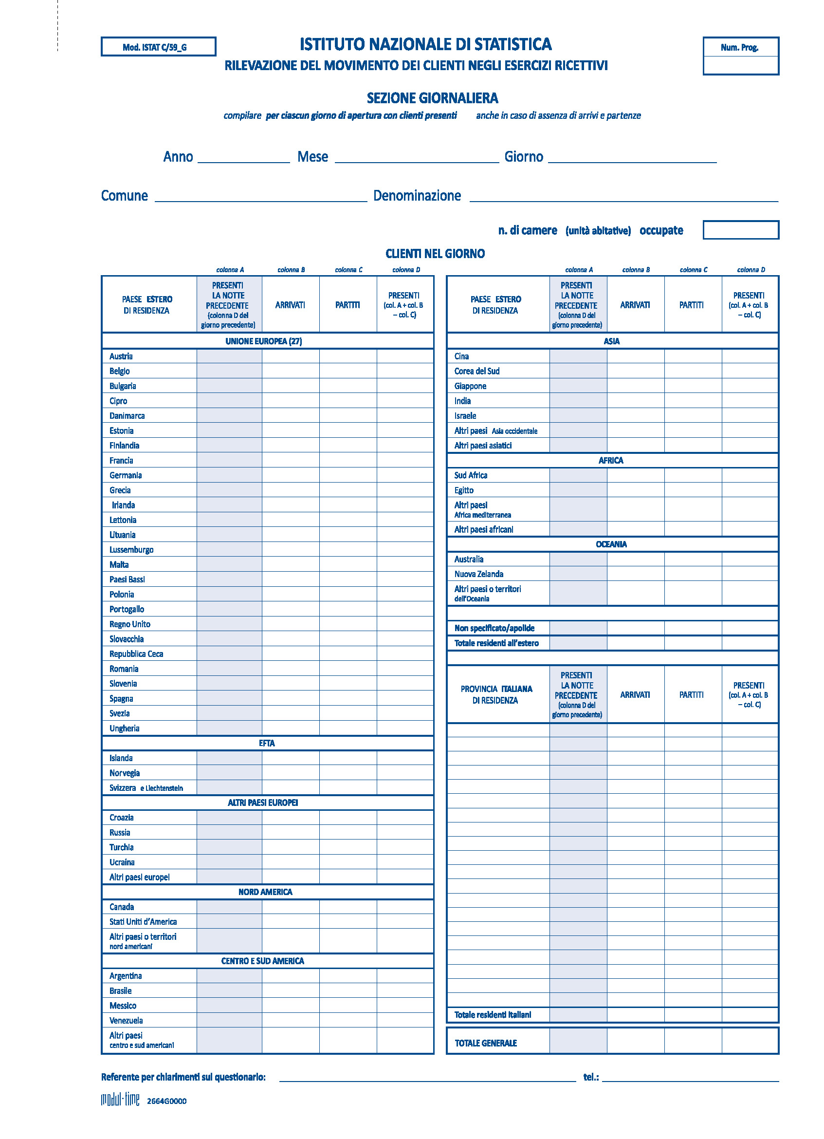 RILEVAZIONE PRESENZE GIORNALIERO (ISTAT C/59G)