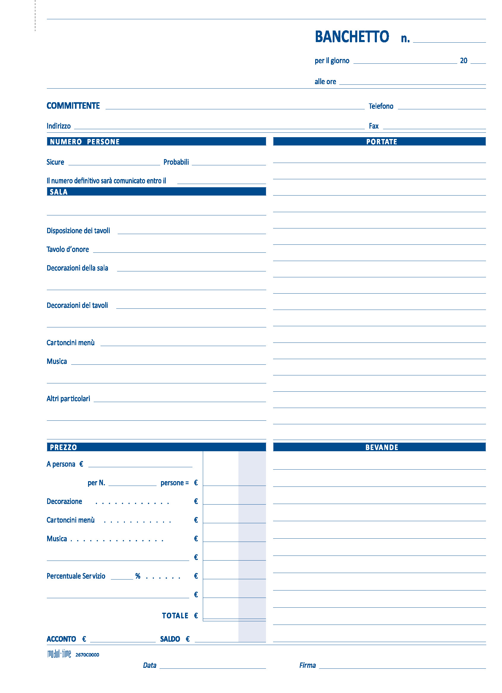 BANCHETTI - PREVENTIVO-ORDINAZIONE