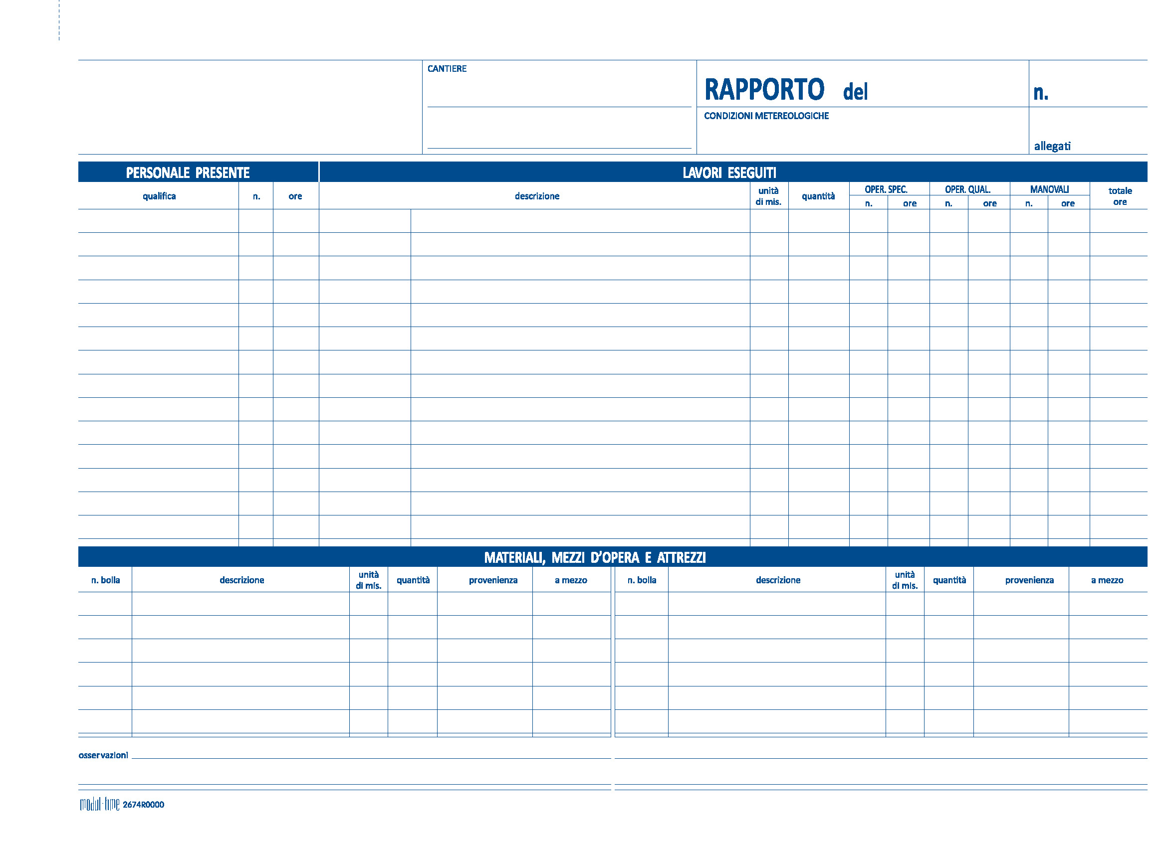 RAPPORTO DI CANTIERE