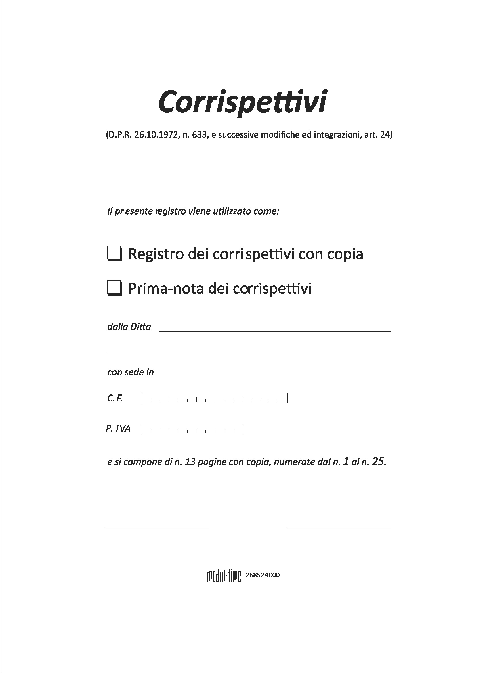 REGISTRO PRIMA NOTA IVA CORRISPETTIVI