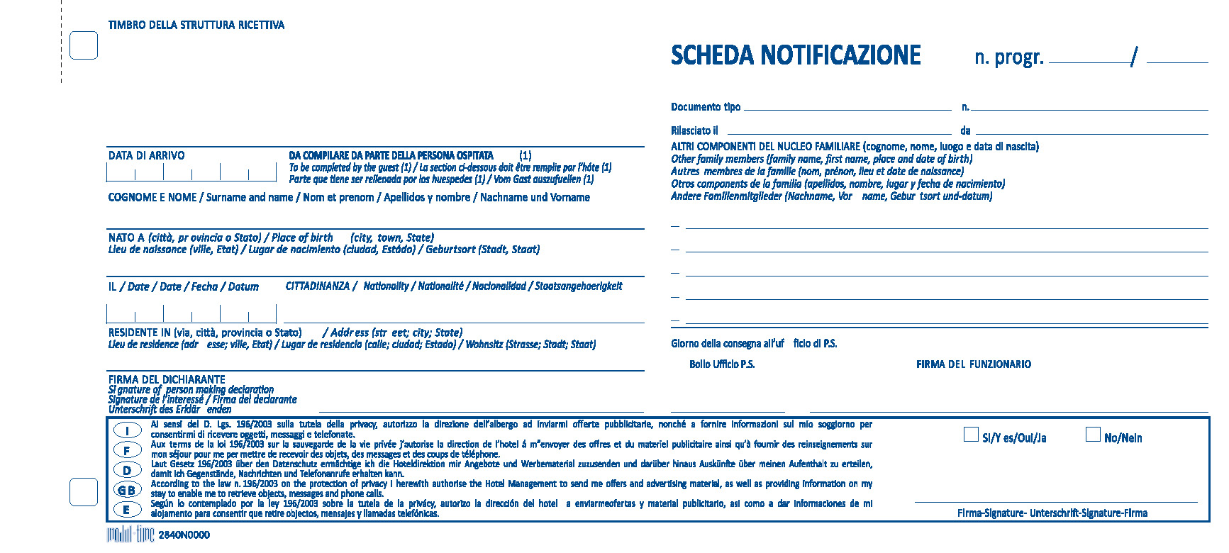 NOTIFICA - SCHEDE