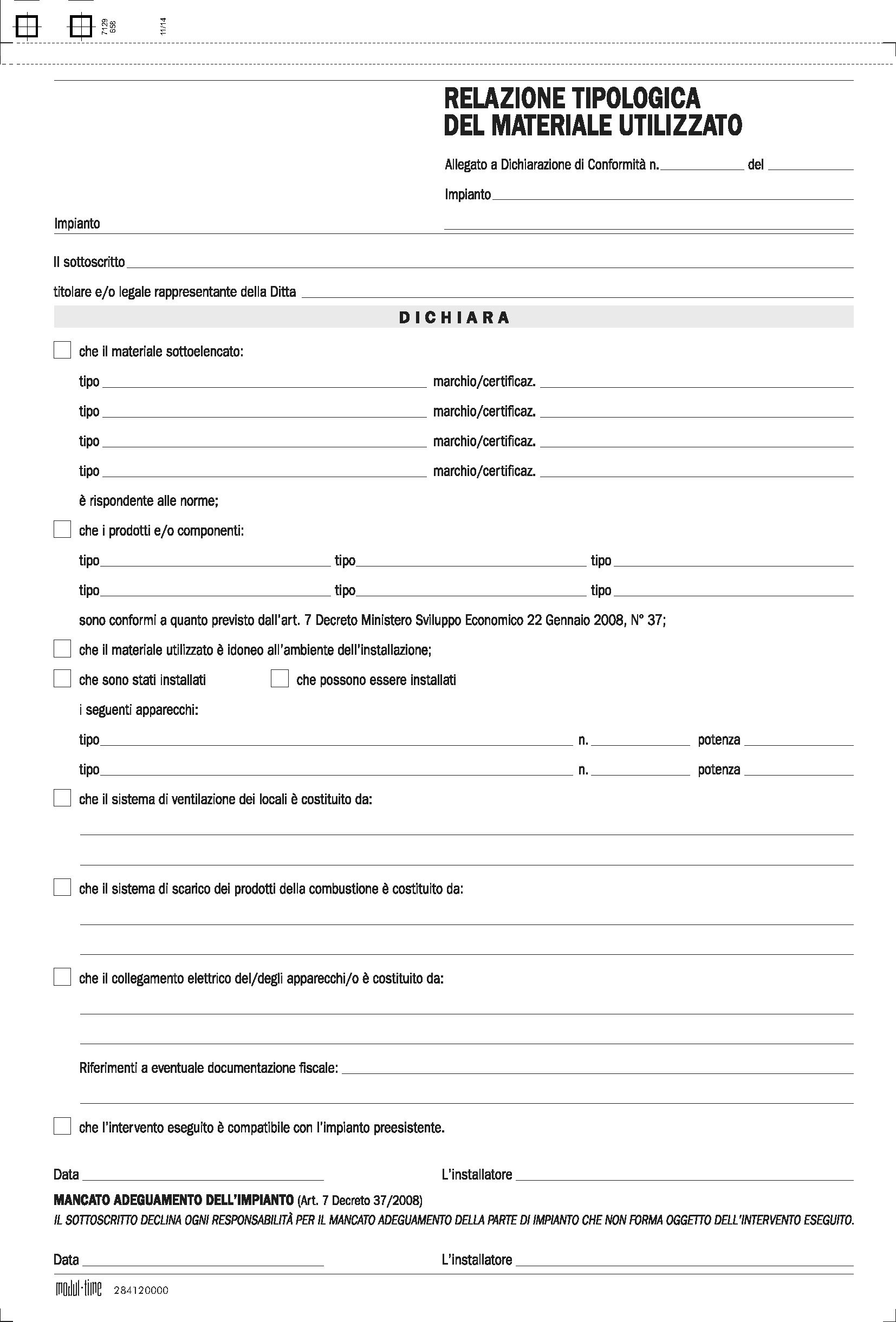 MATERIALE UTILIZZATO RELAZIONE TIPOLOGICA