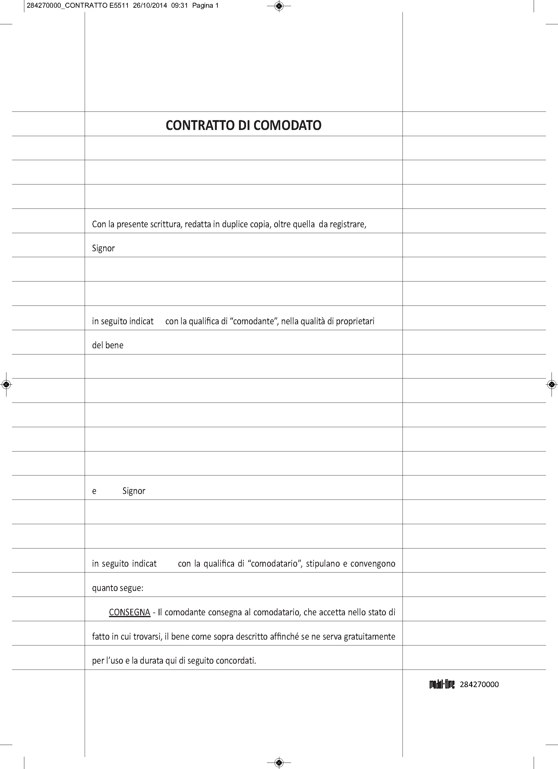 CONTRATTO DI COMODATO