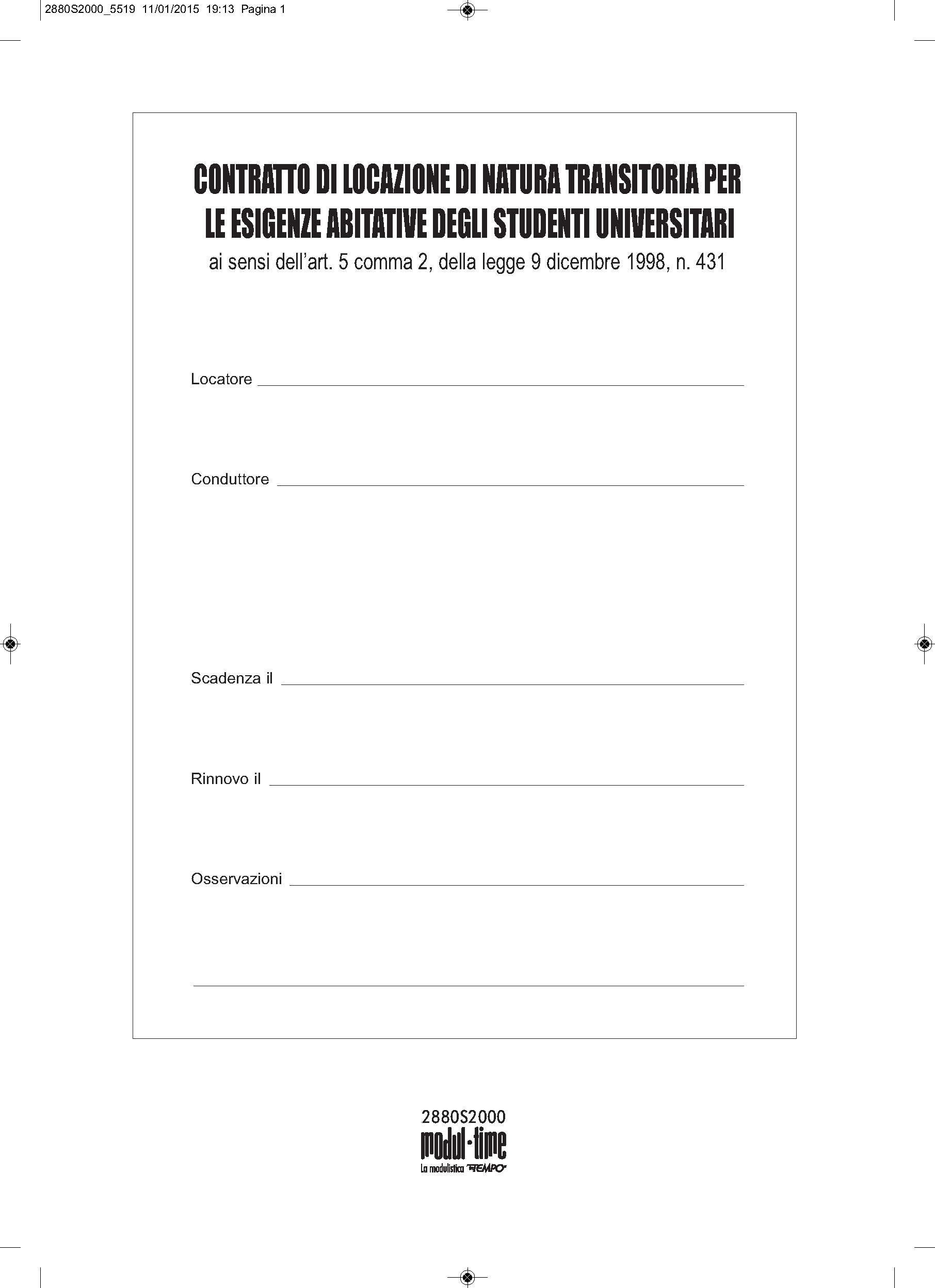 CONTRATTO DI LOCAZIONE STUDENTI UNIVERSITARI