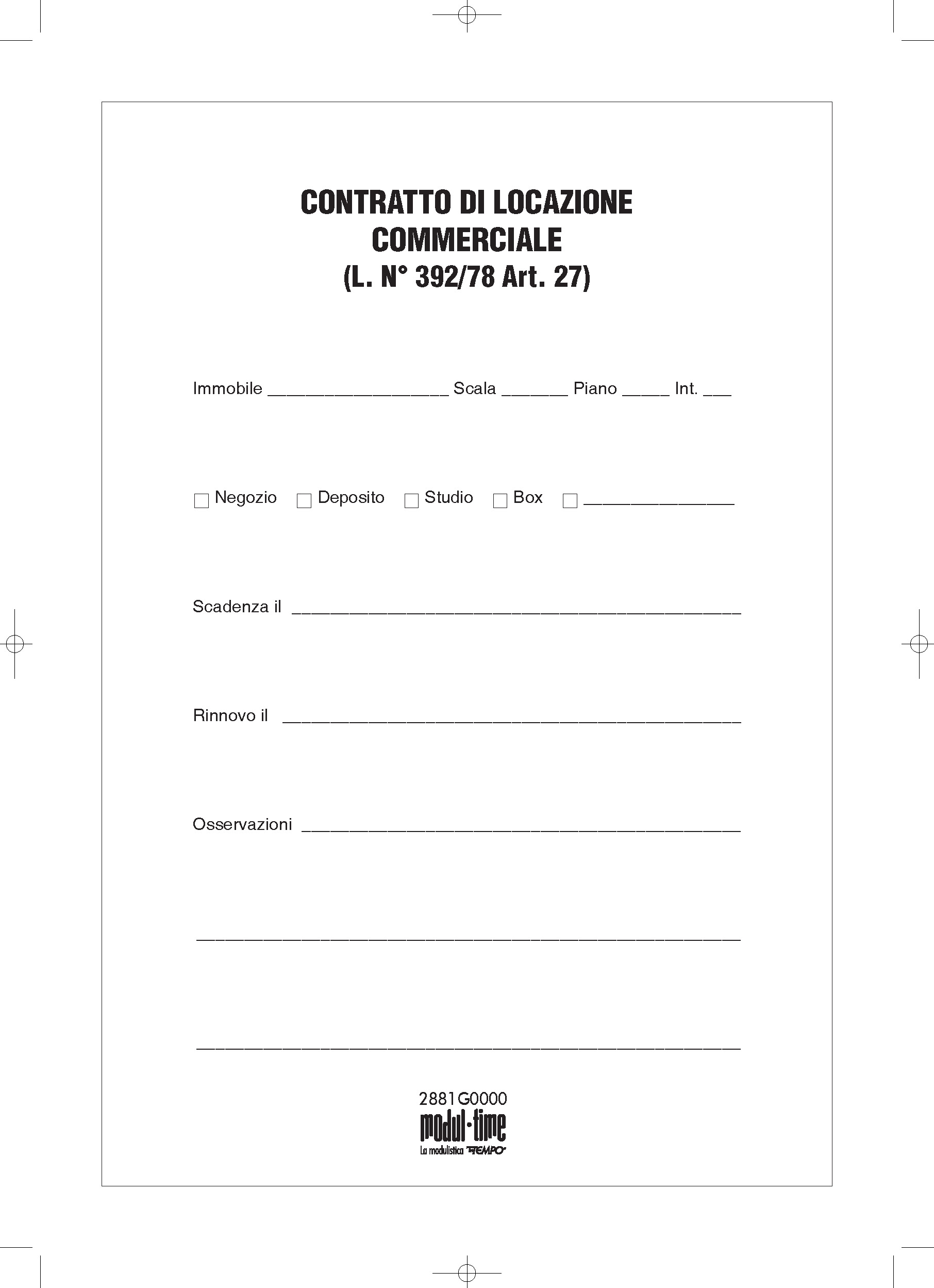 CONTRATTO DI AFFITTO COMMERCIALE-BOX