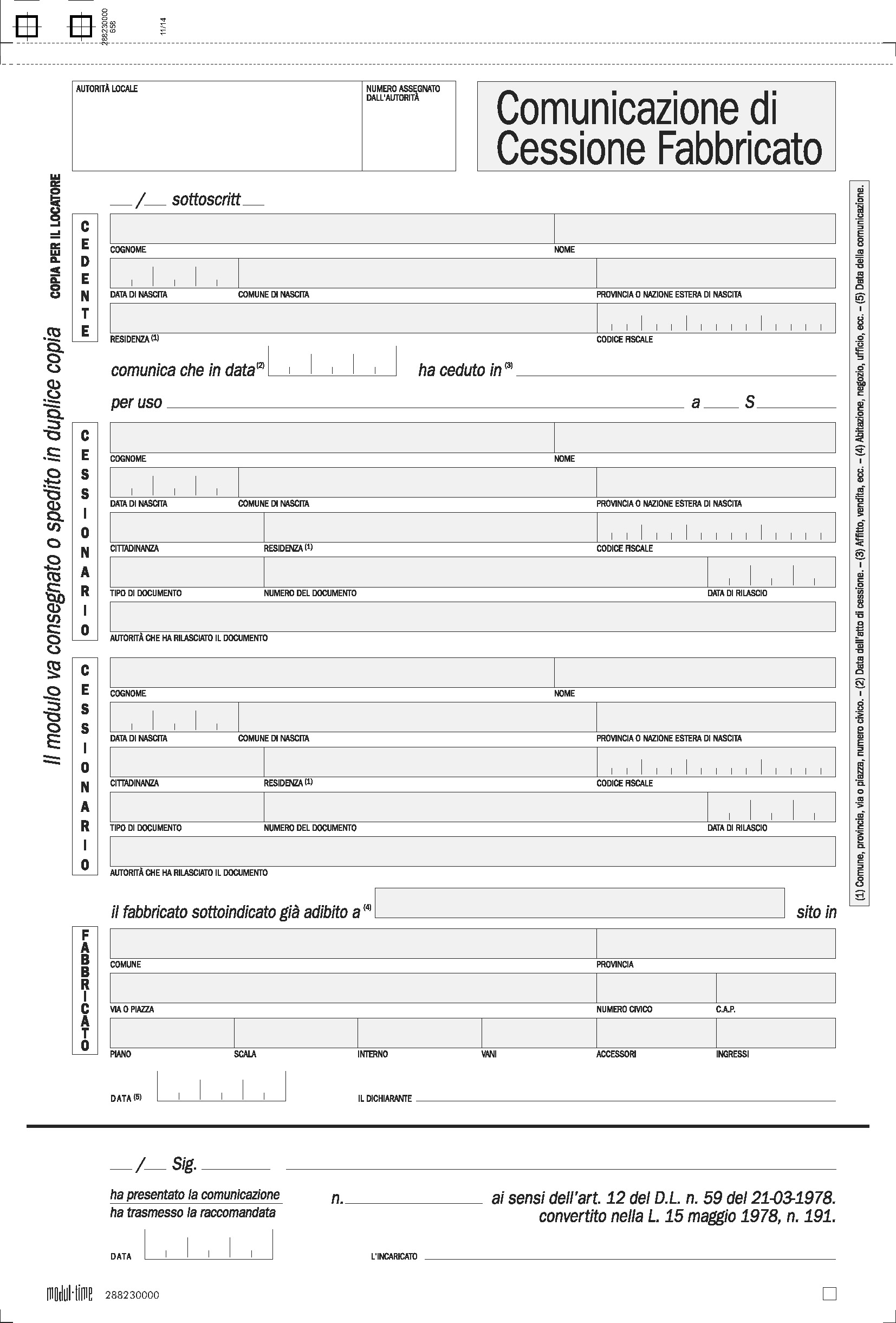 COMUNICAZIONE CESSIONE FABBRICATO