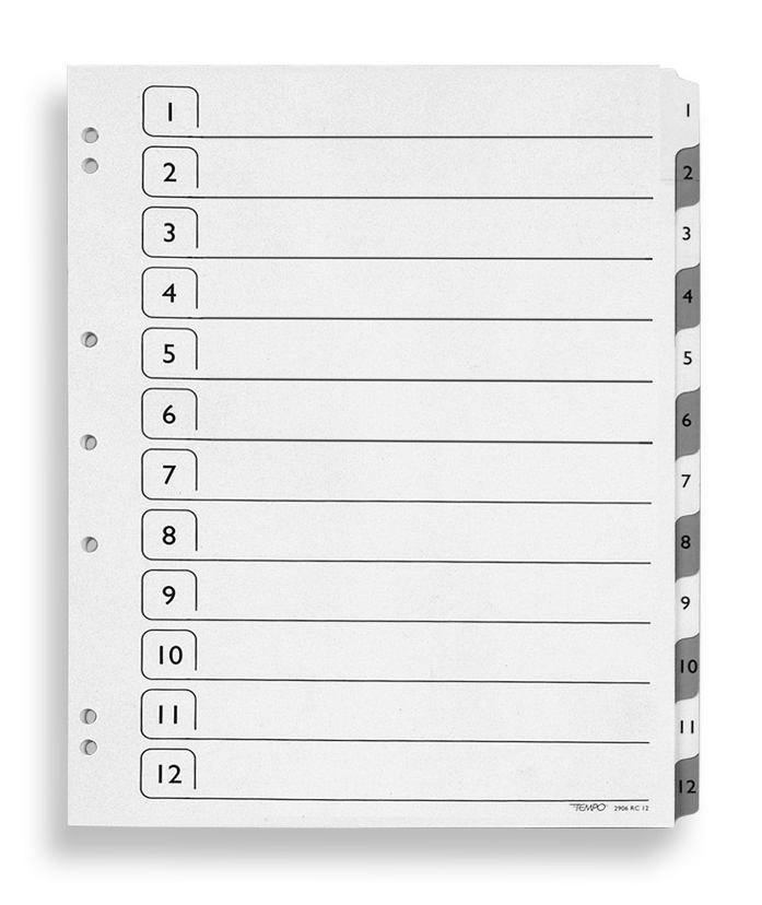 Numbered Divider Refill 1–12