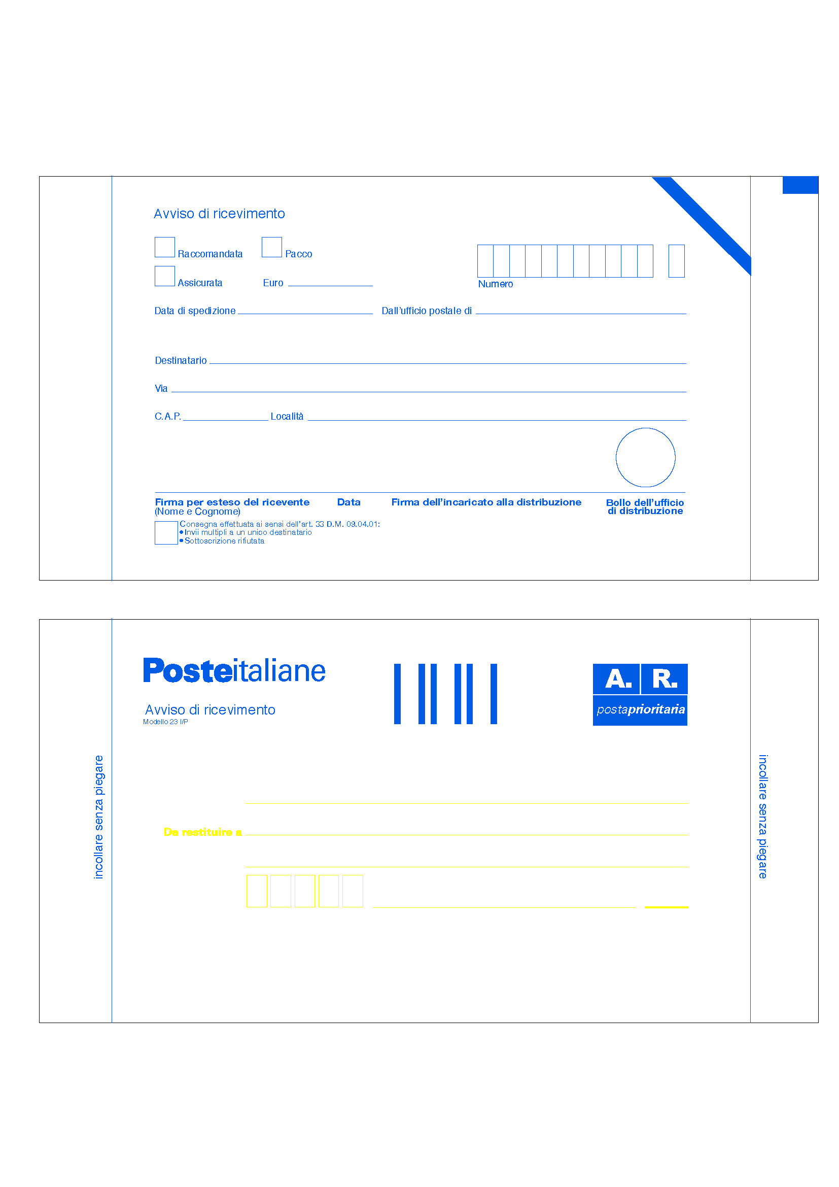 RACCOMANDATE - CARTOLINE DI RITORNO