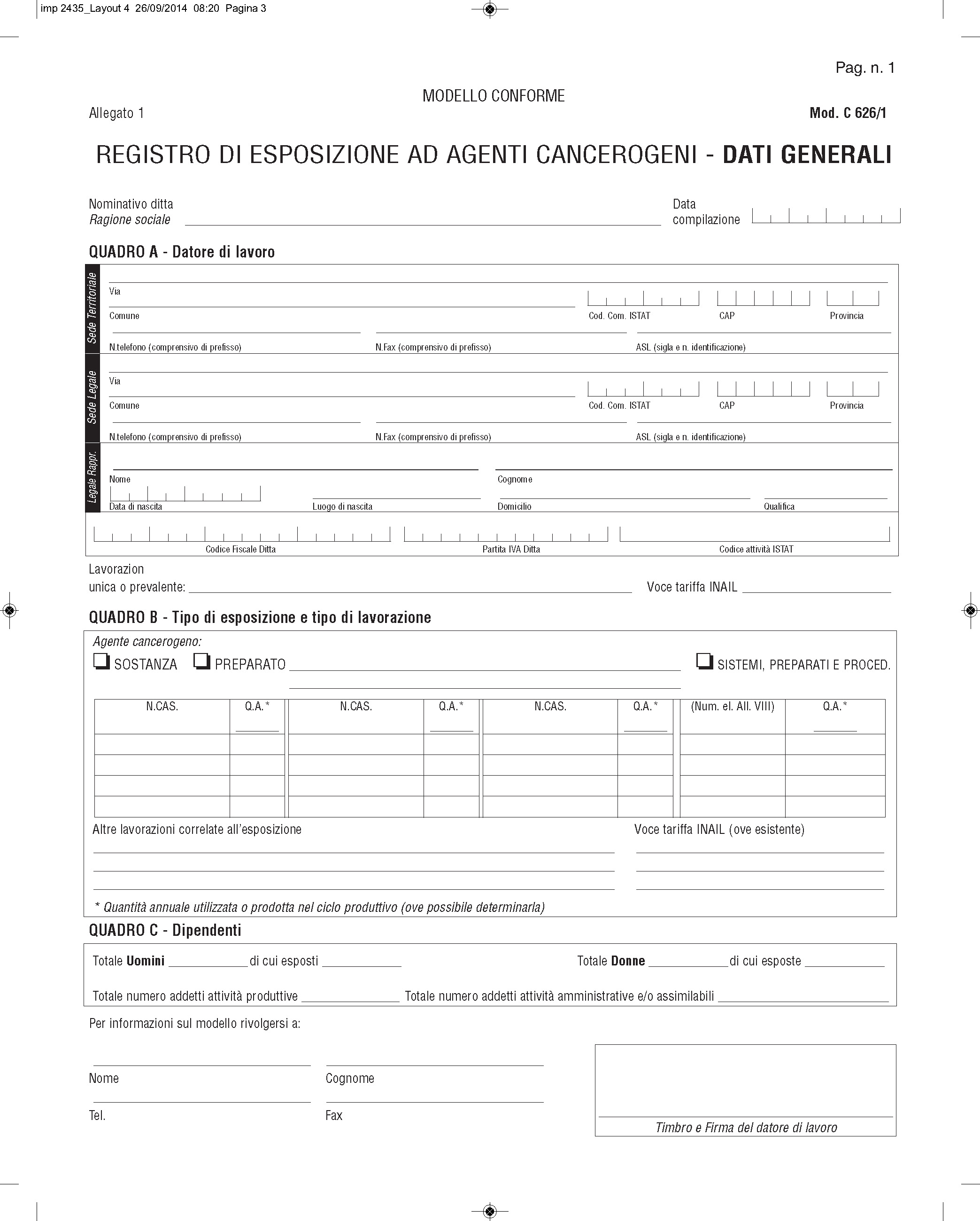 REGISTRO ESPOSIZIONE AD AGENTI CANCEROGENI
