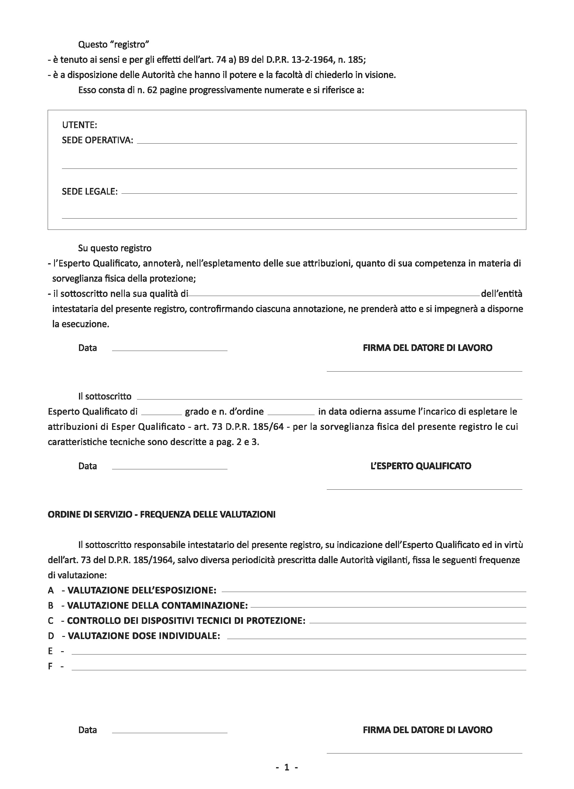 RADIOATTIVITA' - PROVVEDIMENTI DI INTERVENTO