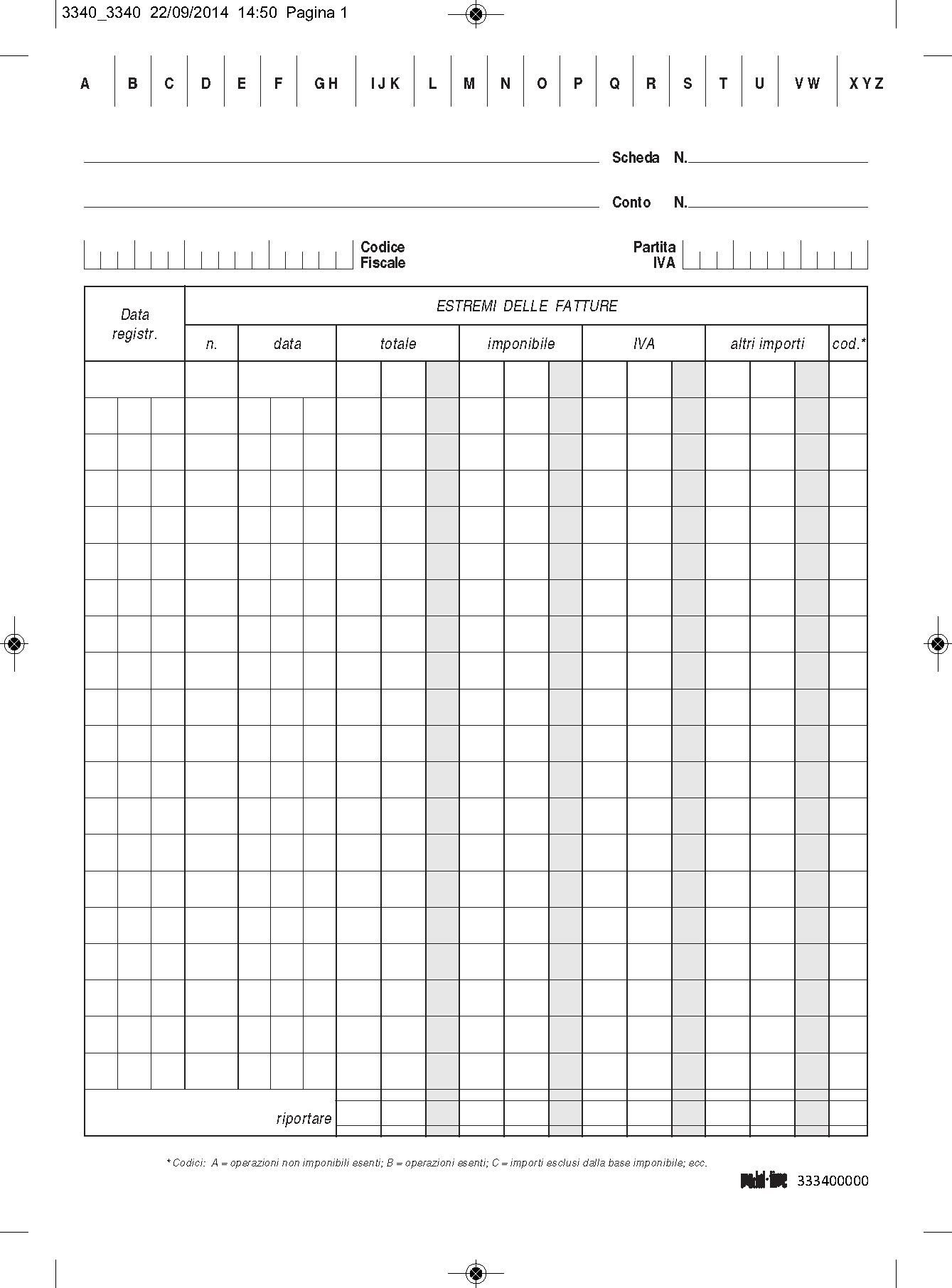 FATTURE IVA SCHEDE REGISTRAZIONE