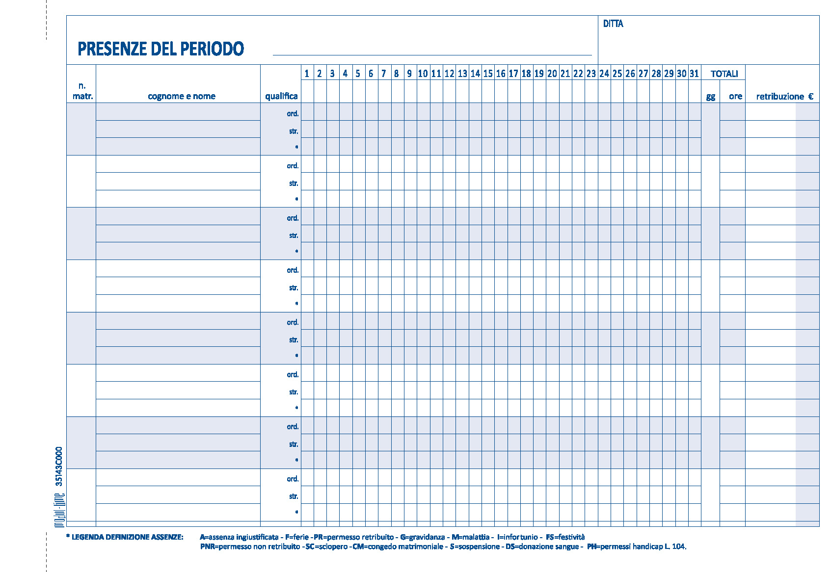 BLOCCO PRESENZE