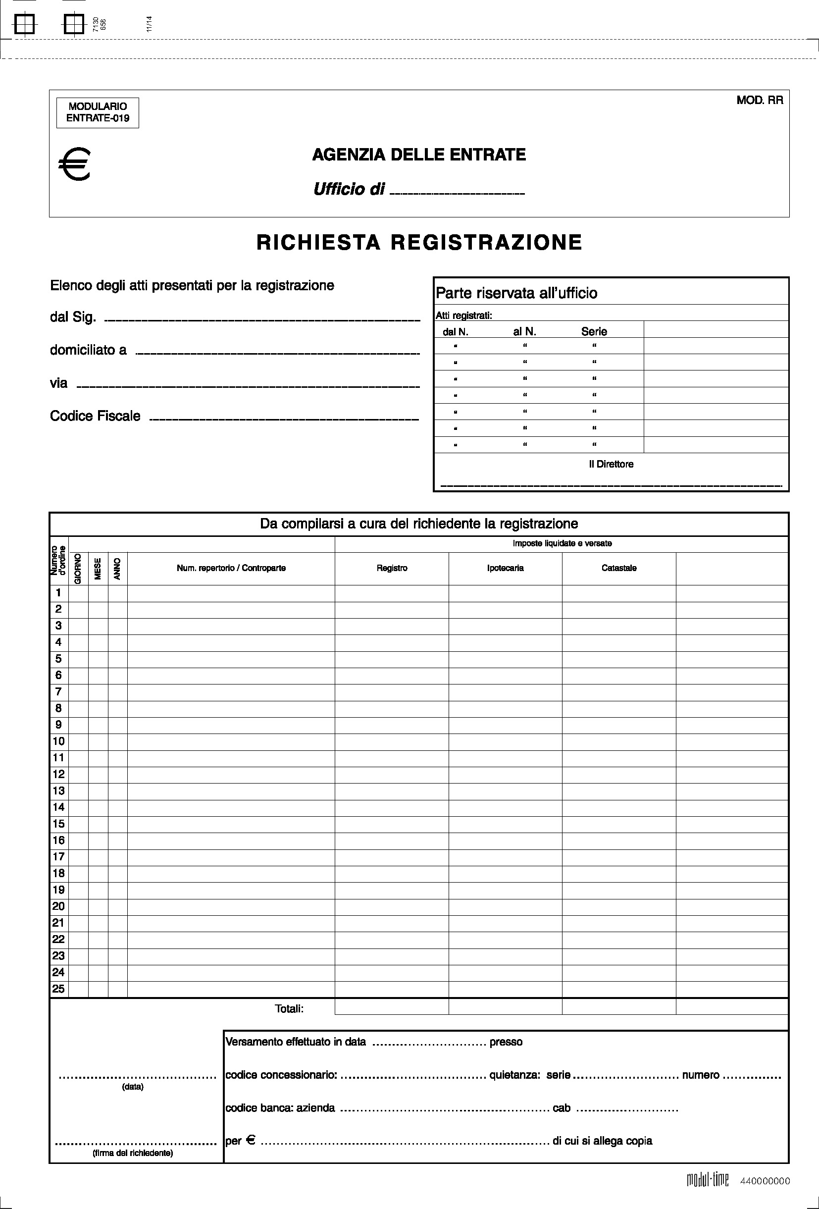 CONTRATTI DISTINTA ATTI REGISTRAZIONE