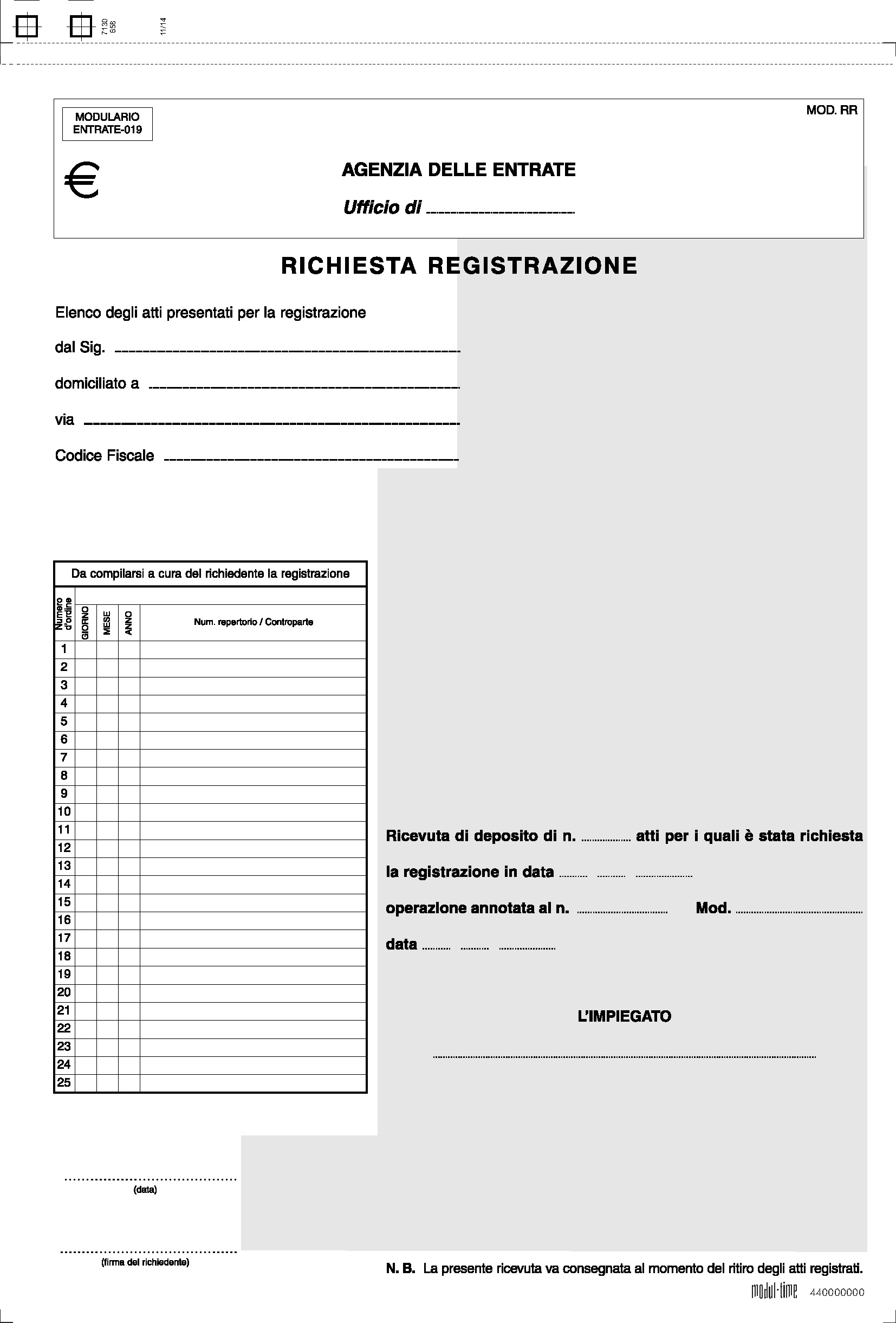 CONTRATTI DISTINTA ATTI REGISTRAZIONE