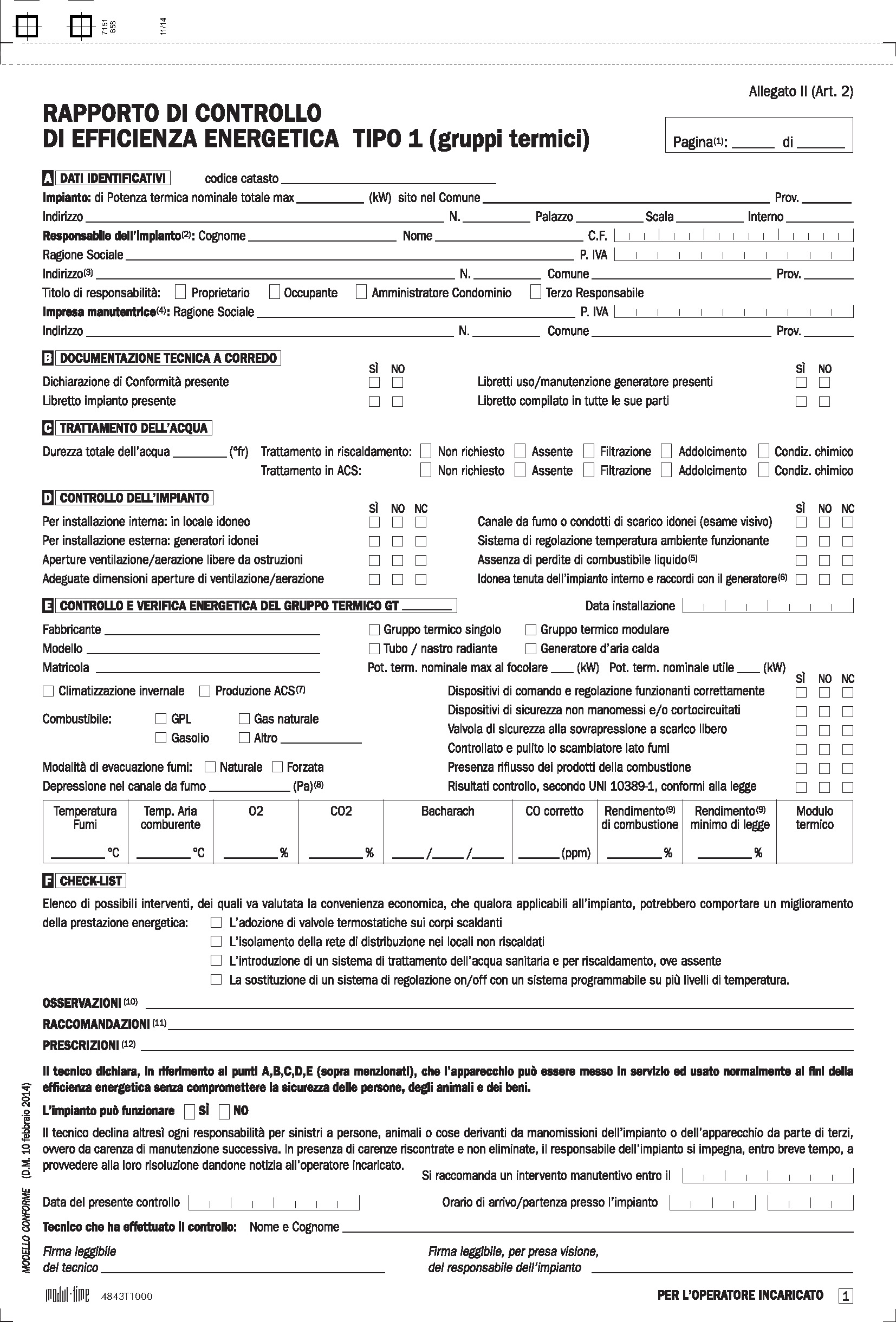 RAPPORTO EFFICIENZA ENERGETICA - GRUPPI TERMICI