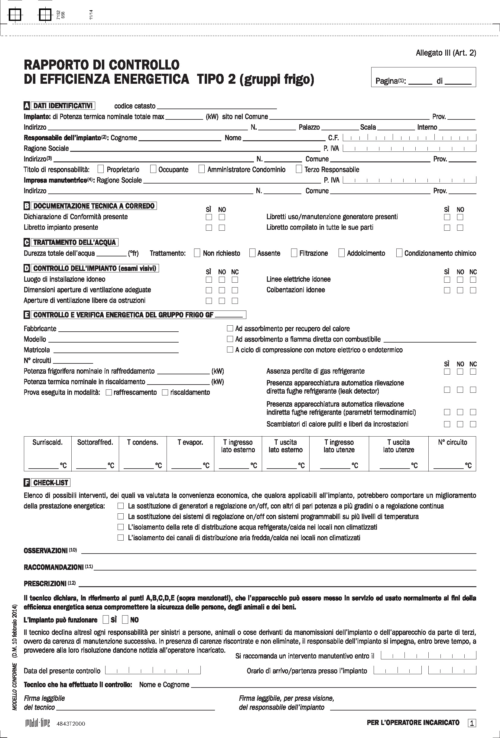 RAPPORTO EFFICIENZA ENERGETICA - GRUPPI FRIGO