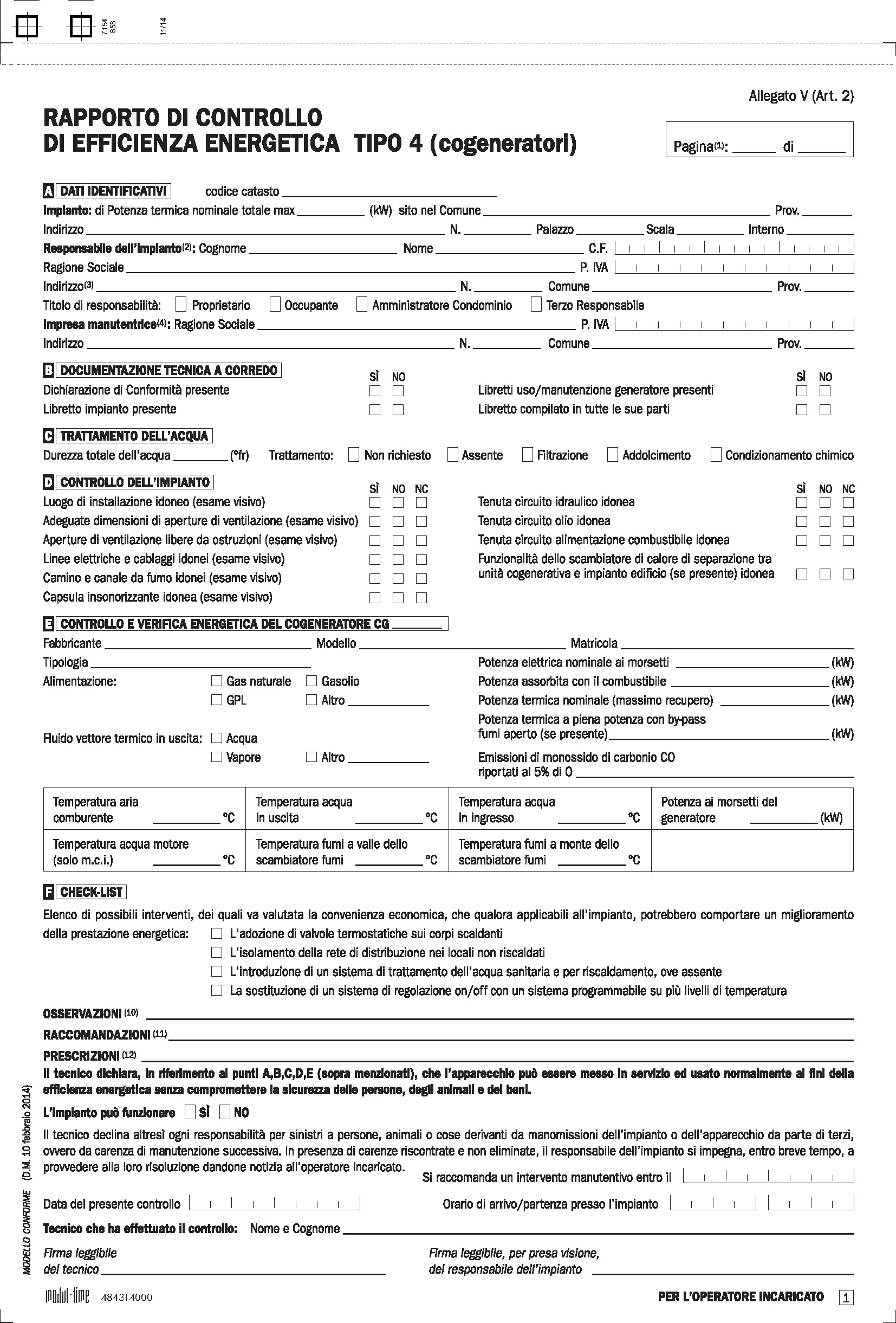 RAPPORTO EFFICIENZA ENERGETICA - COGENERATORI