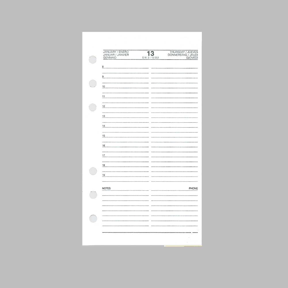 Ricambio Agenda Giornaliera 2022 per Organizer Medium - Cm 9,5X17