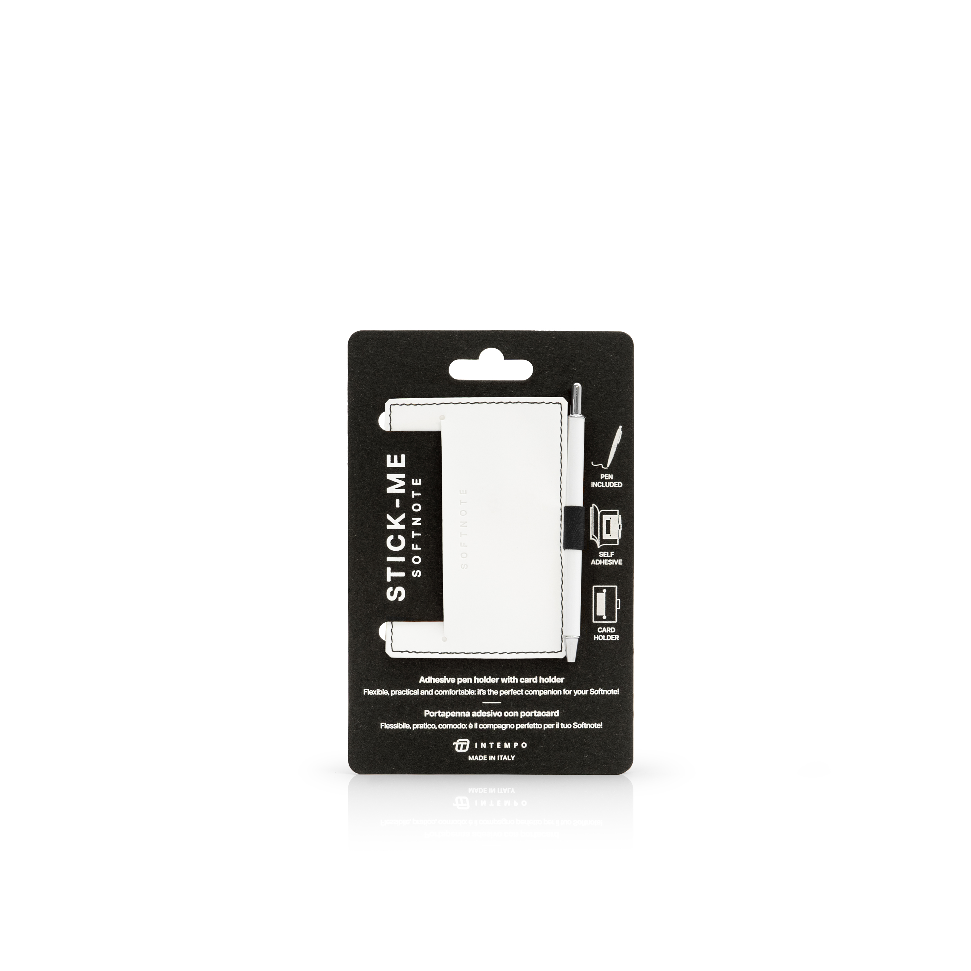 Softnote Stick-me adhesive pen+card holder with pen - White