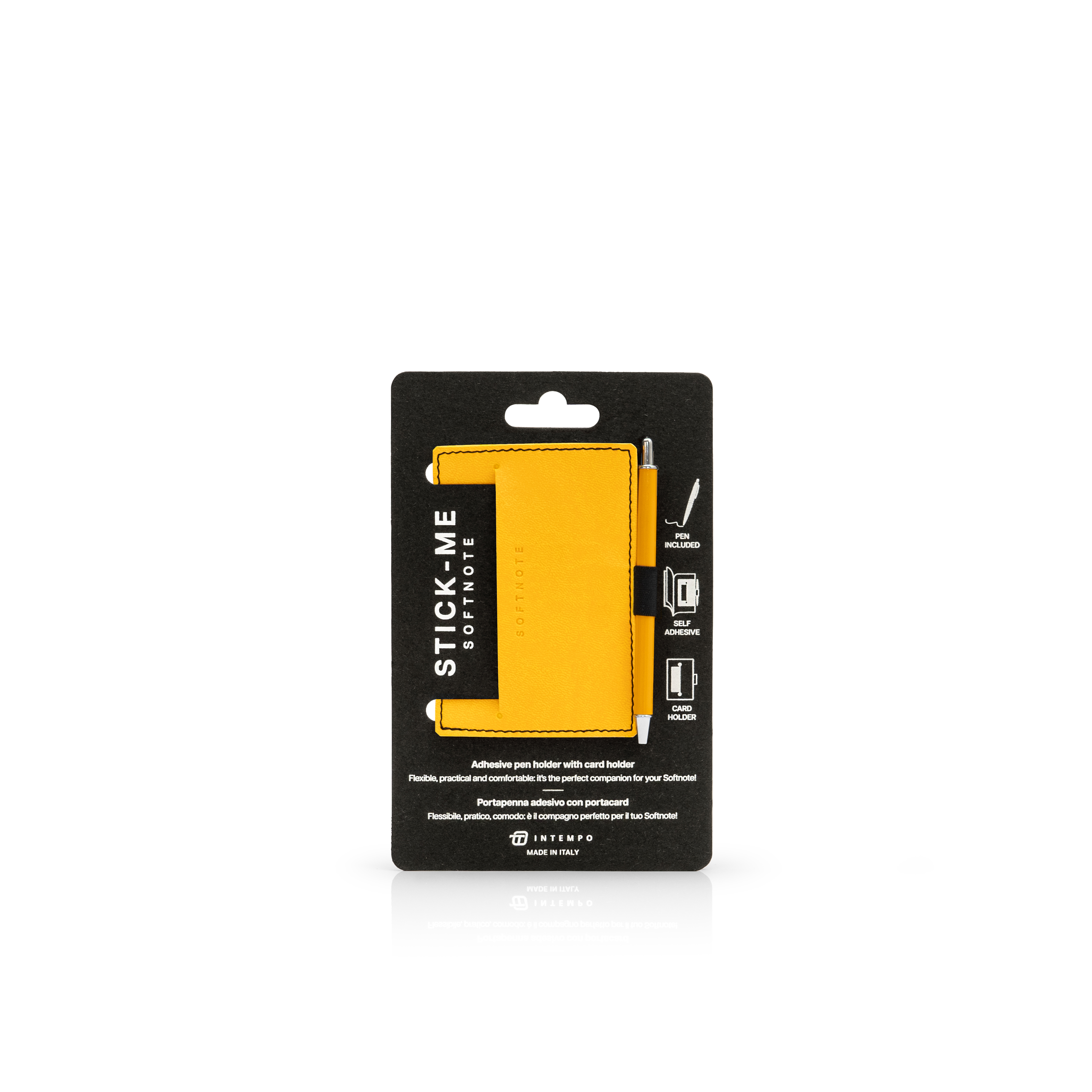 Softnote Stick-me adhesive pen+card holder with pen - Yellow