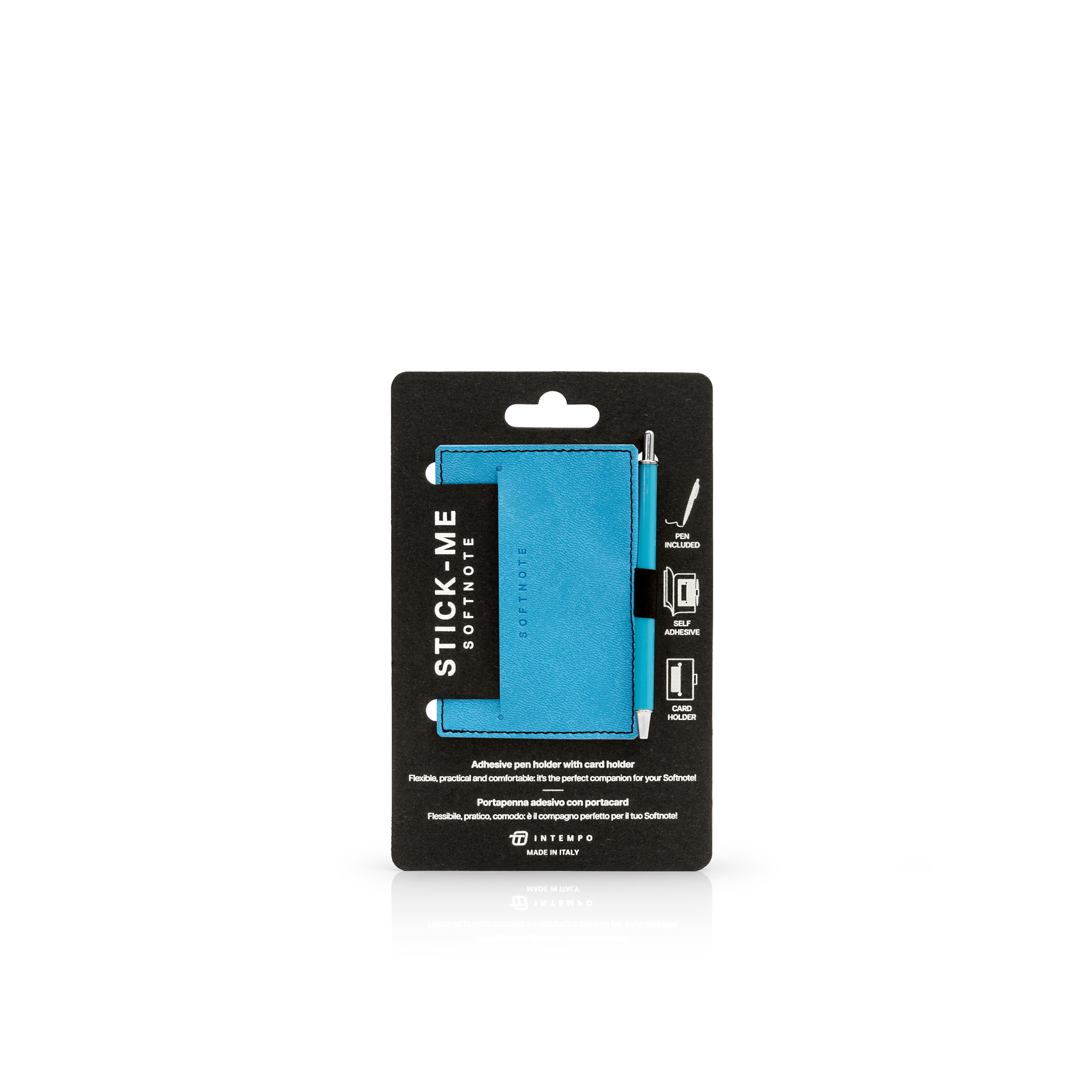 Softnote Stick-me adhesive pen+card holder with pen - Light Blue