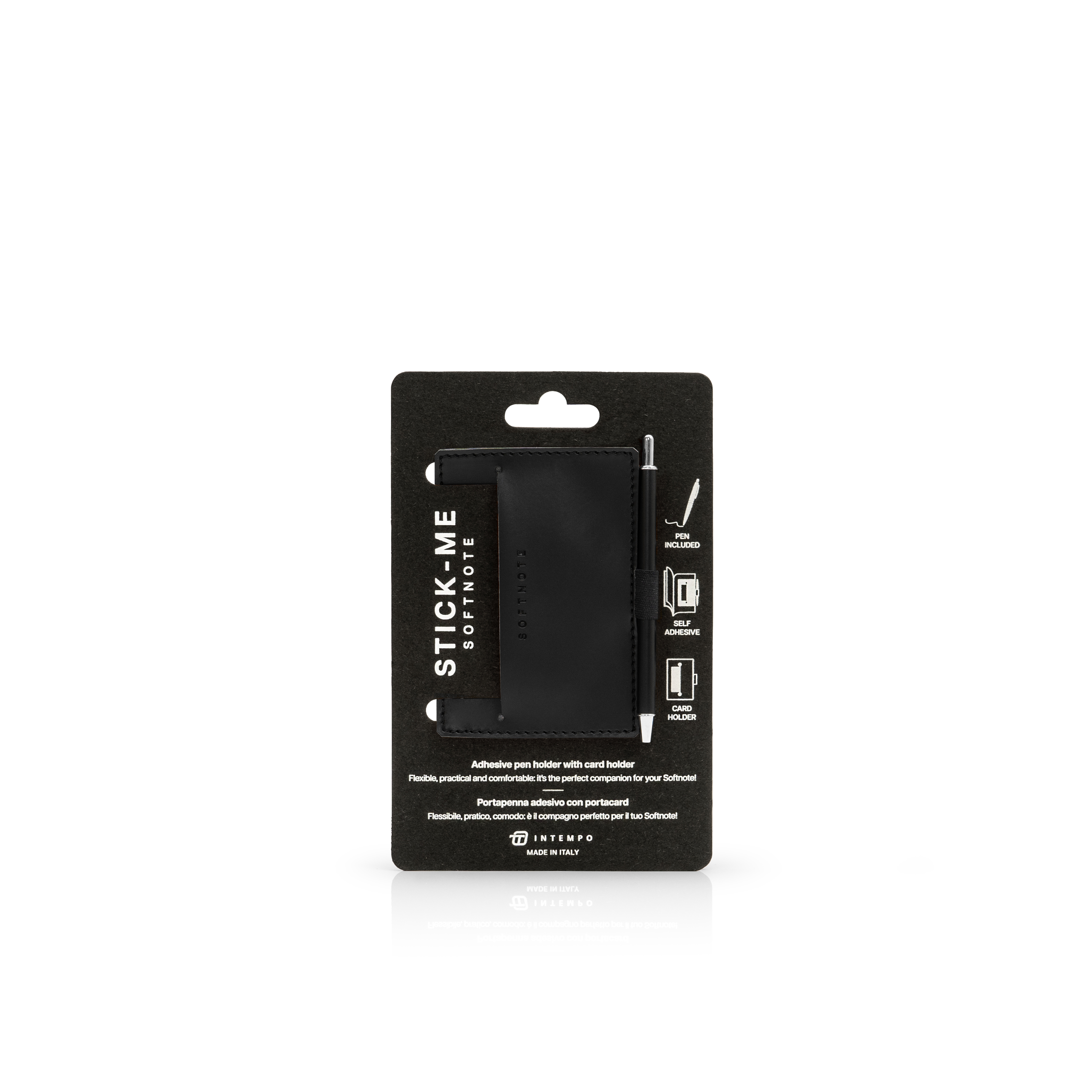 Softnote Stick-me adhesive pen+card holder with pen - Black