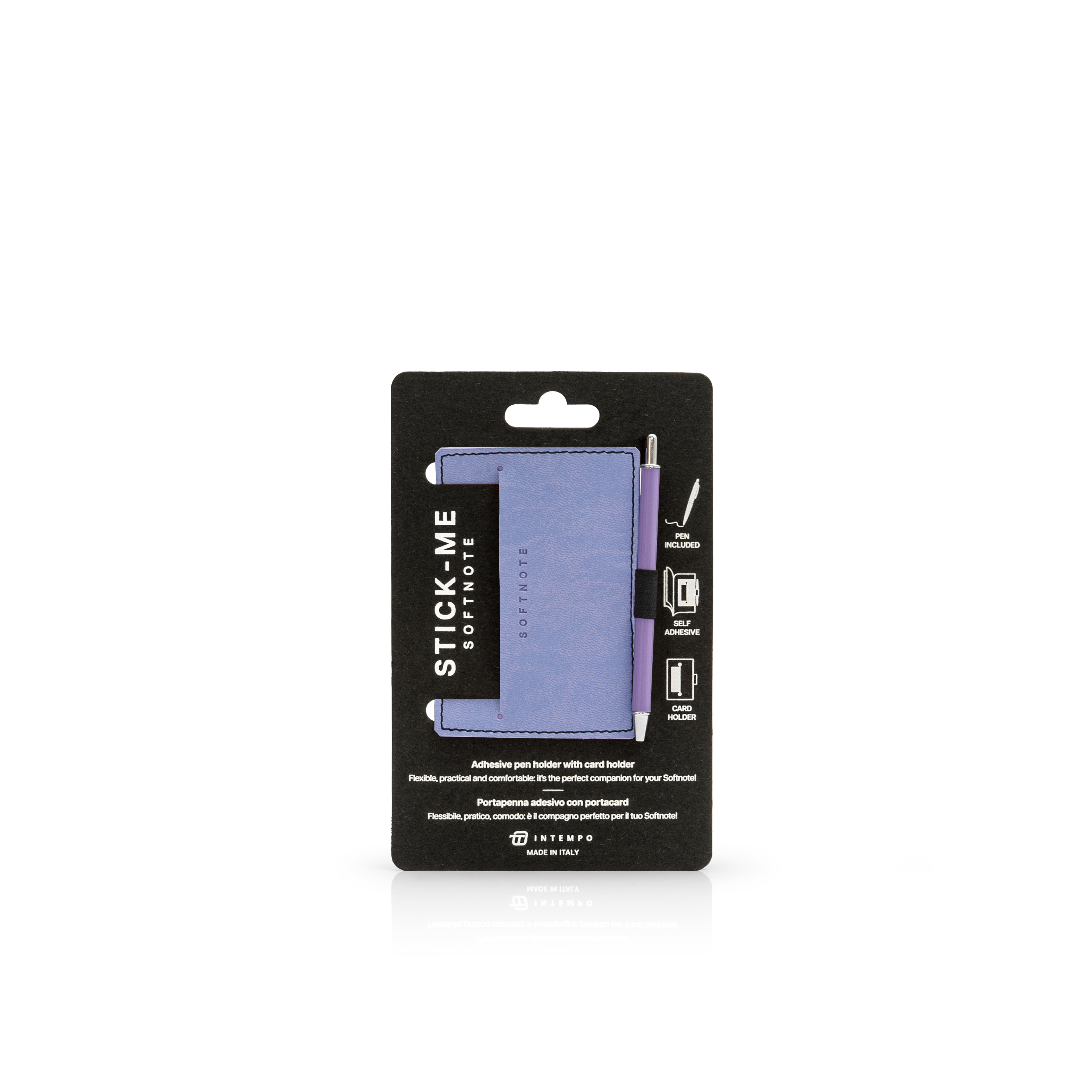 Softnote Stick-me adhesive pen+card holder with pen - Purple