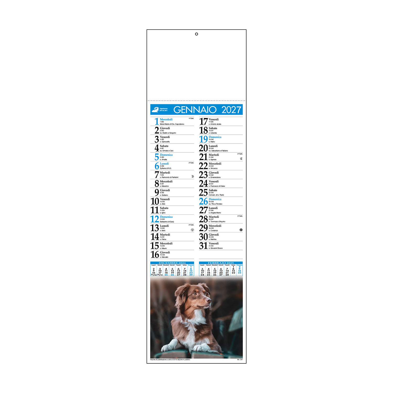 Calendario Olandese Silhouette 14X47 Linea Illustrati