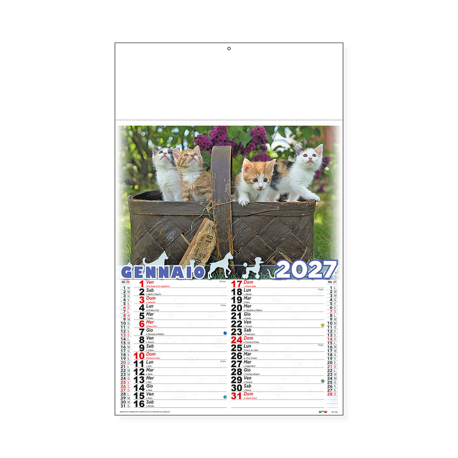Calendario Olandese 29X47 Linea Illustrati