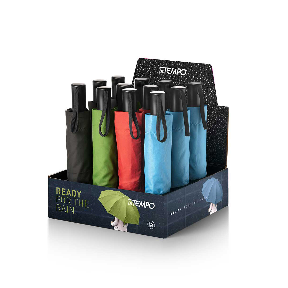 Ombrello Compatto Ready BASIC con Apertura Automatica Colori Assortiti