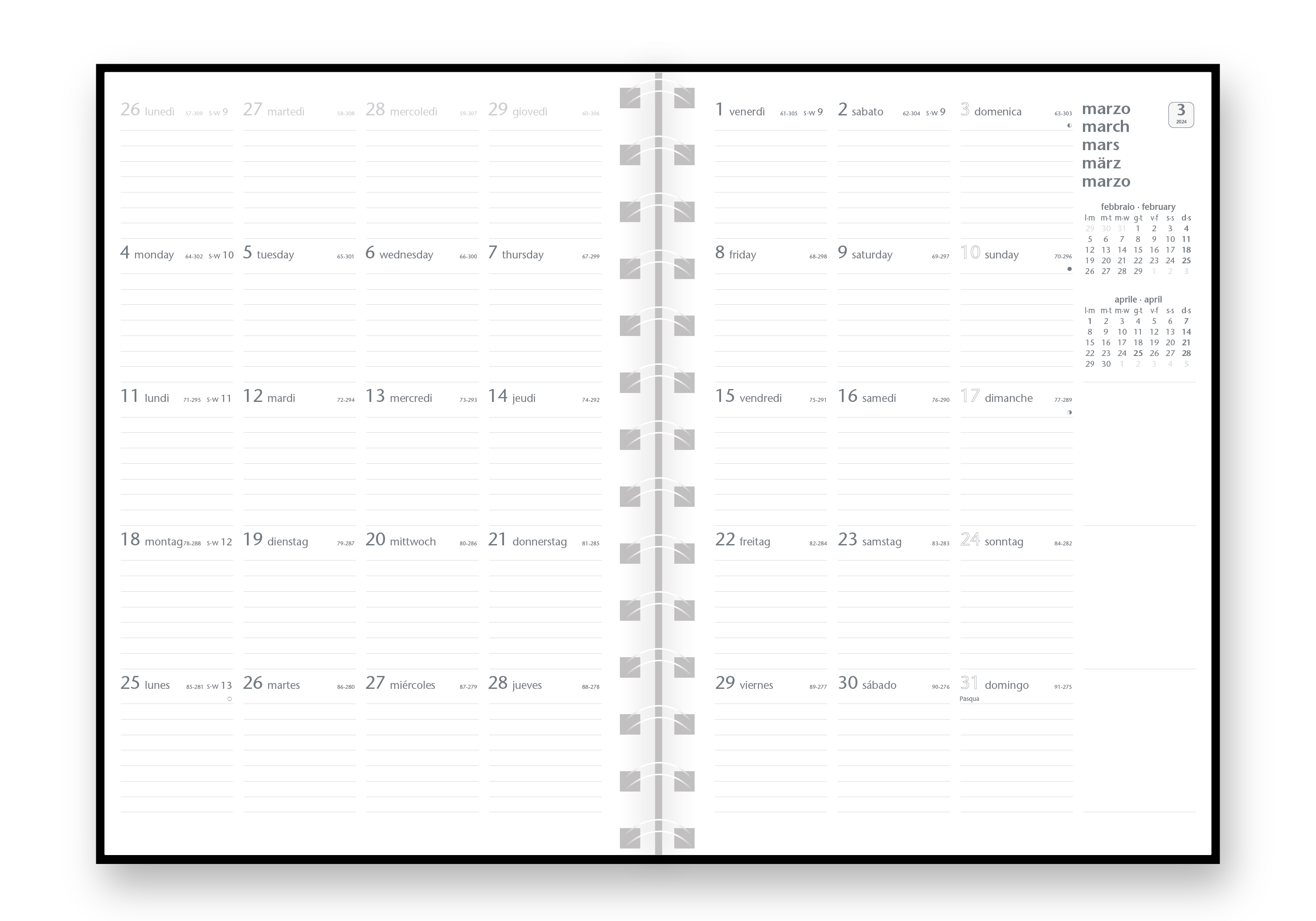 Agenda Mensile Spiralata 21X30 Poliplan