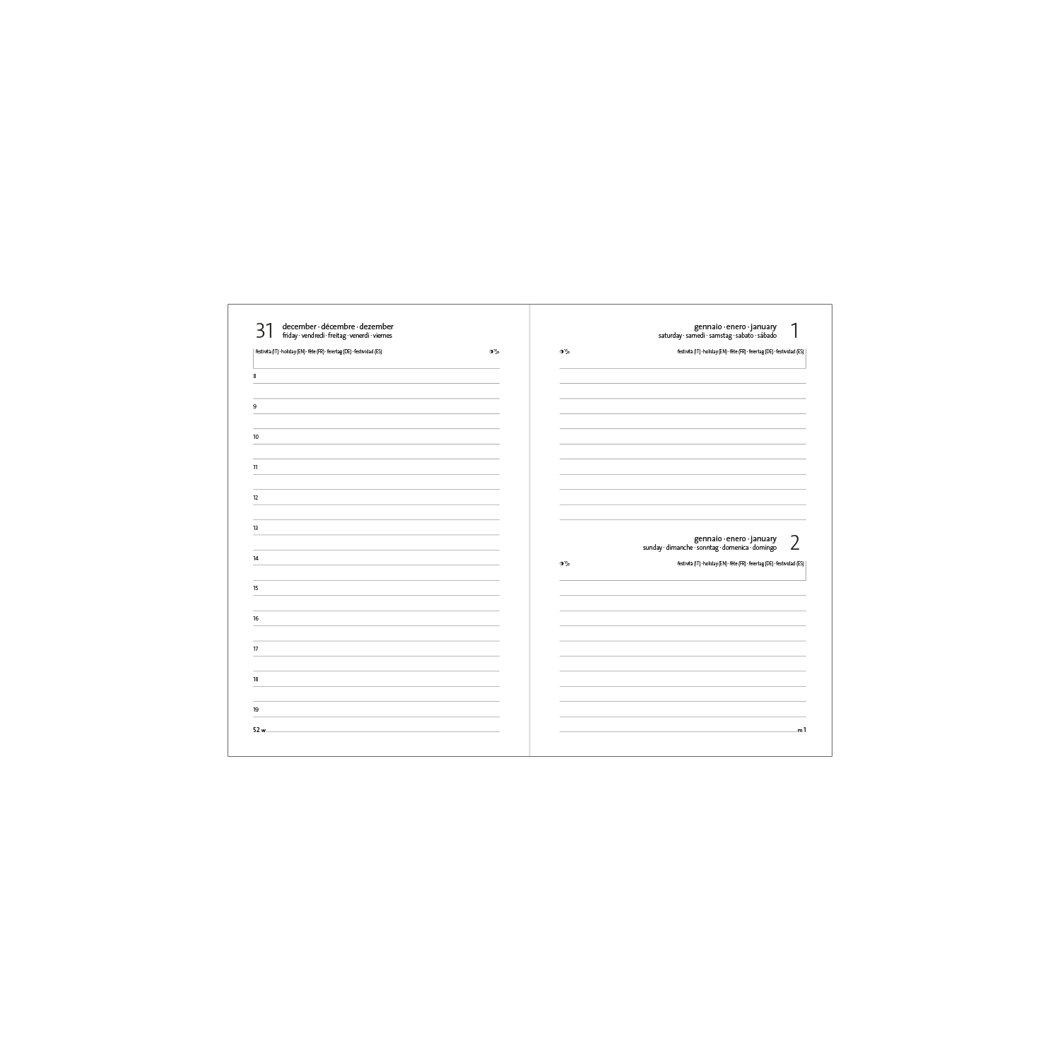 Agenda Giornaliera Ricciolo Classic A Blocco Fisso Con Laccio, Carta Avorio - Penna In Dotazione - Copertina In Cuoio Rigenerato Con Stampa A Secco - Cm. 10X15