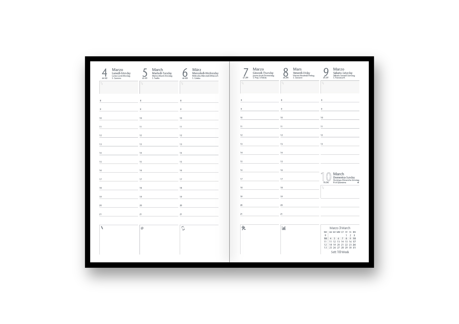 Espositore 21 Agende Weekly Pattern Settimanali Piccole + Grandi