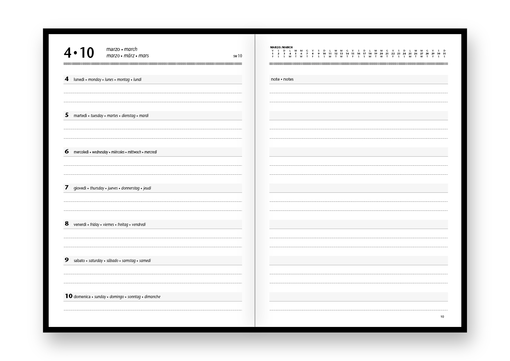Agenda Settimanale Spiralata 10X15 Vistaplan Color